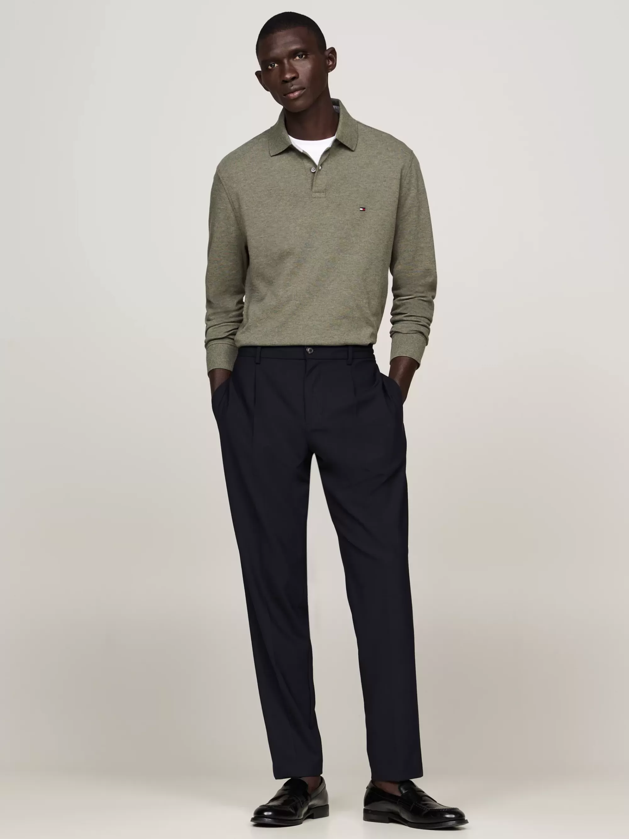 Polo's*Tommy Hilfiger 1985 Regular Fit Polo Met Lange Mouwen UTILITY OLIVE HEATHER
