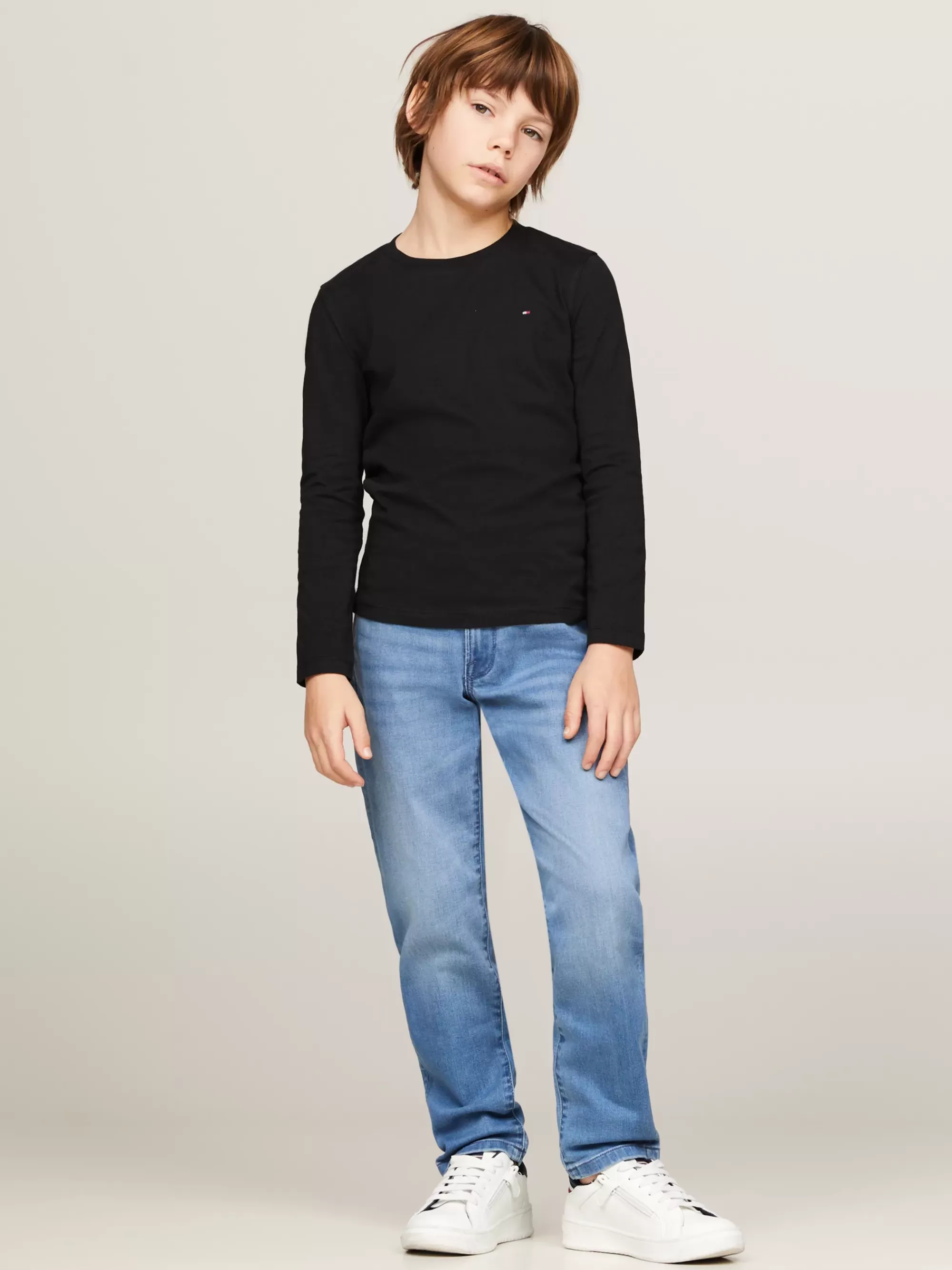 T-Shirts & Polo's*Tommy Hilfiger Biologisch Katoenen T-shirt Met Lange Mouwen METEORITE