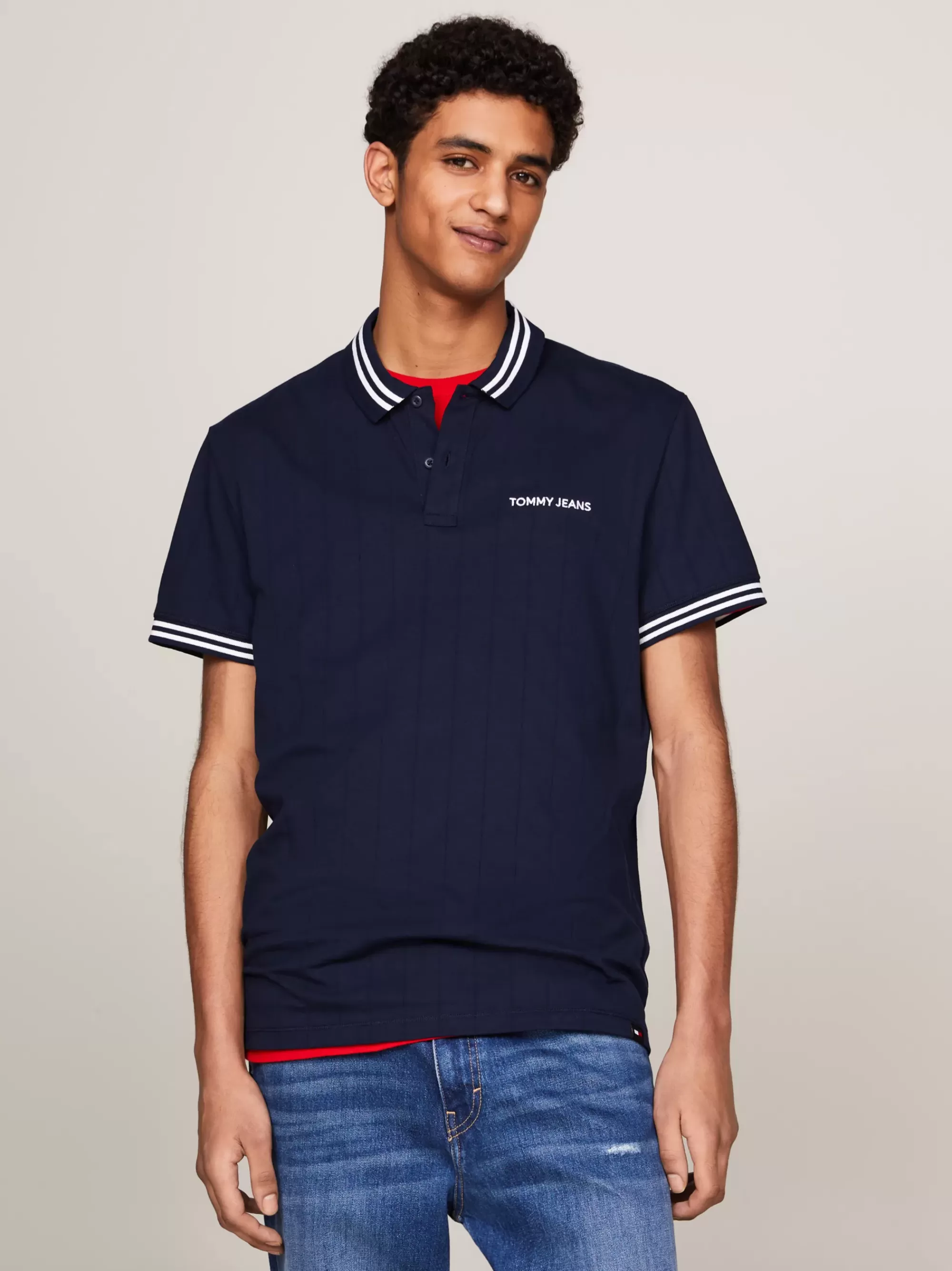 Polo's*Tommy Hilfiger Classic Polo Met Varsity-strepen DARK NIGHT NAVY