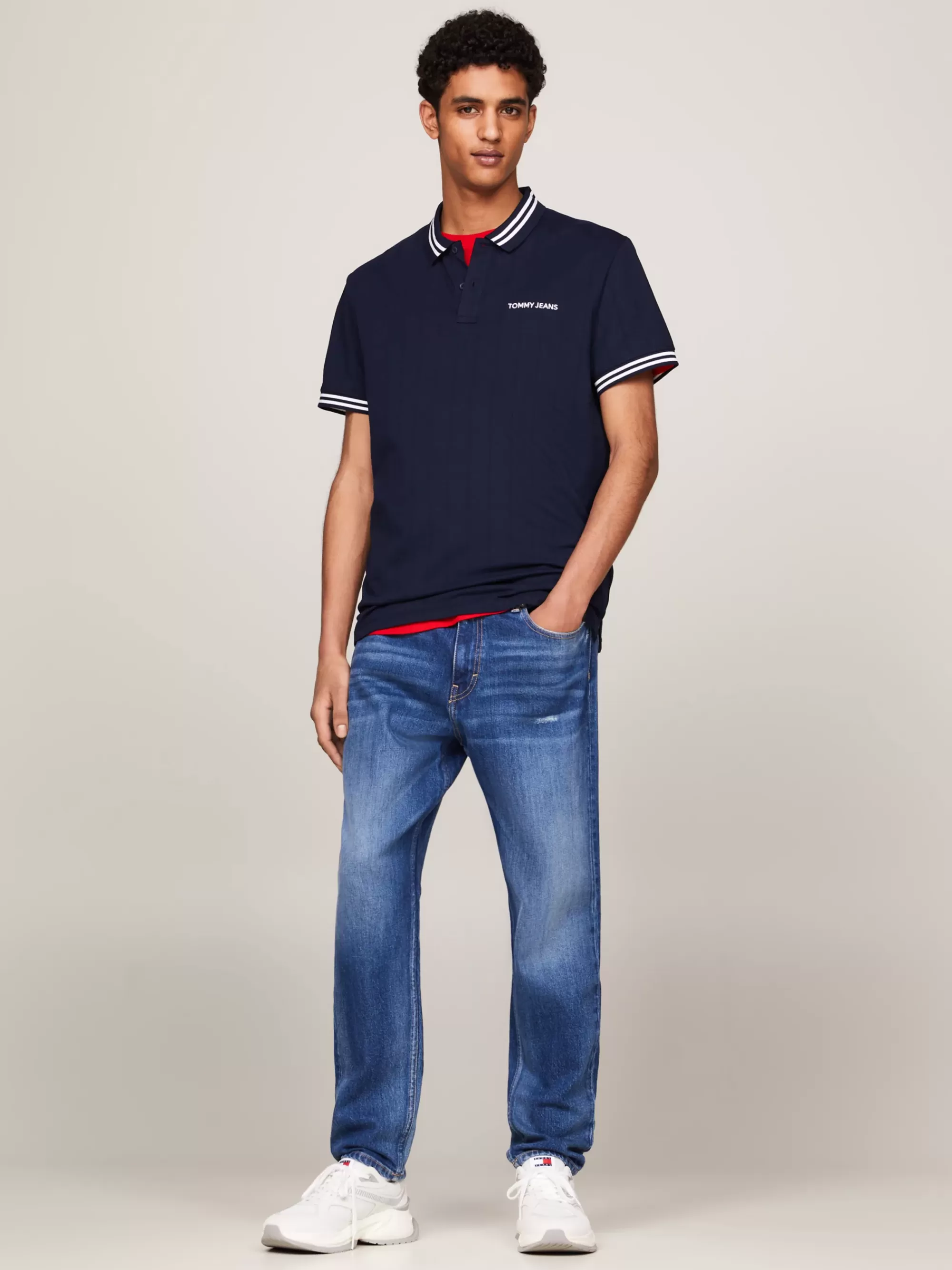 Polo's*Tommy Hilfiger Classic Polo Met Varsity-strepen DARK NIGHT NAVY