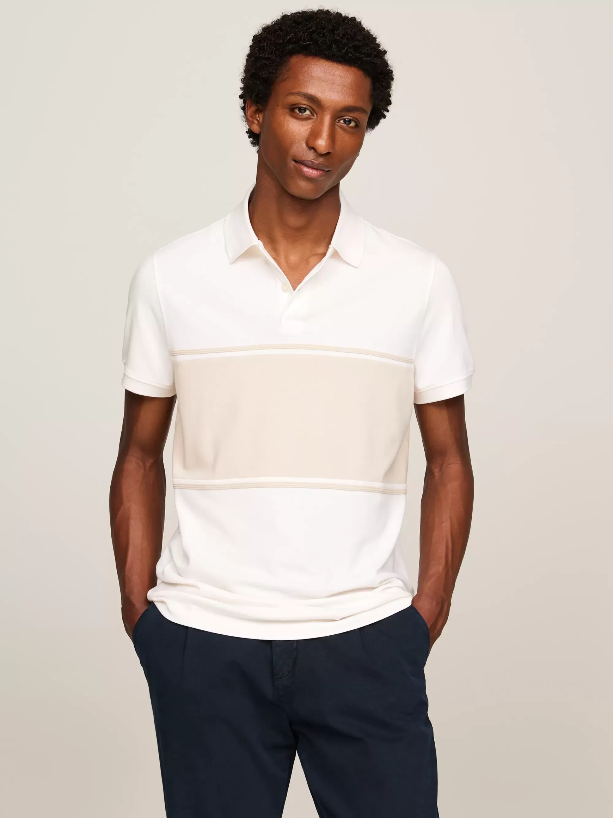 Polo's*Tommy Hilfiger Colour-blocked Polo Met Geborduurde Vlag CLASSIC BEIGE