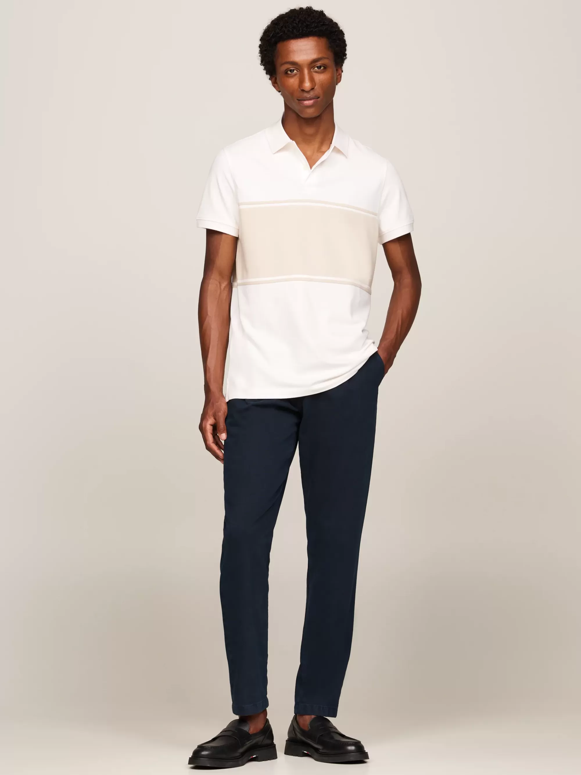 Polo's*Tommy Hilfiger Colour-blocked Polo Met Geborduurde Vlag CLASSIC BEIGE