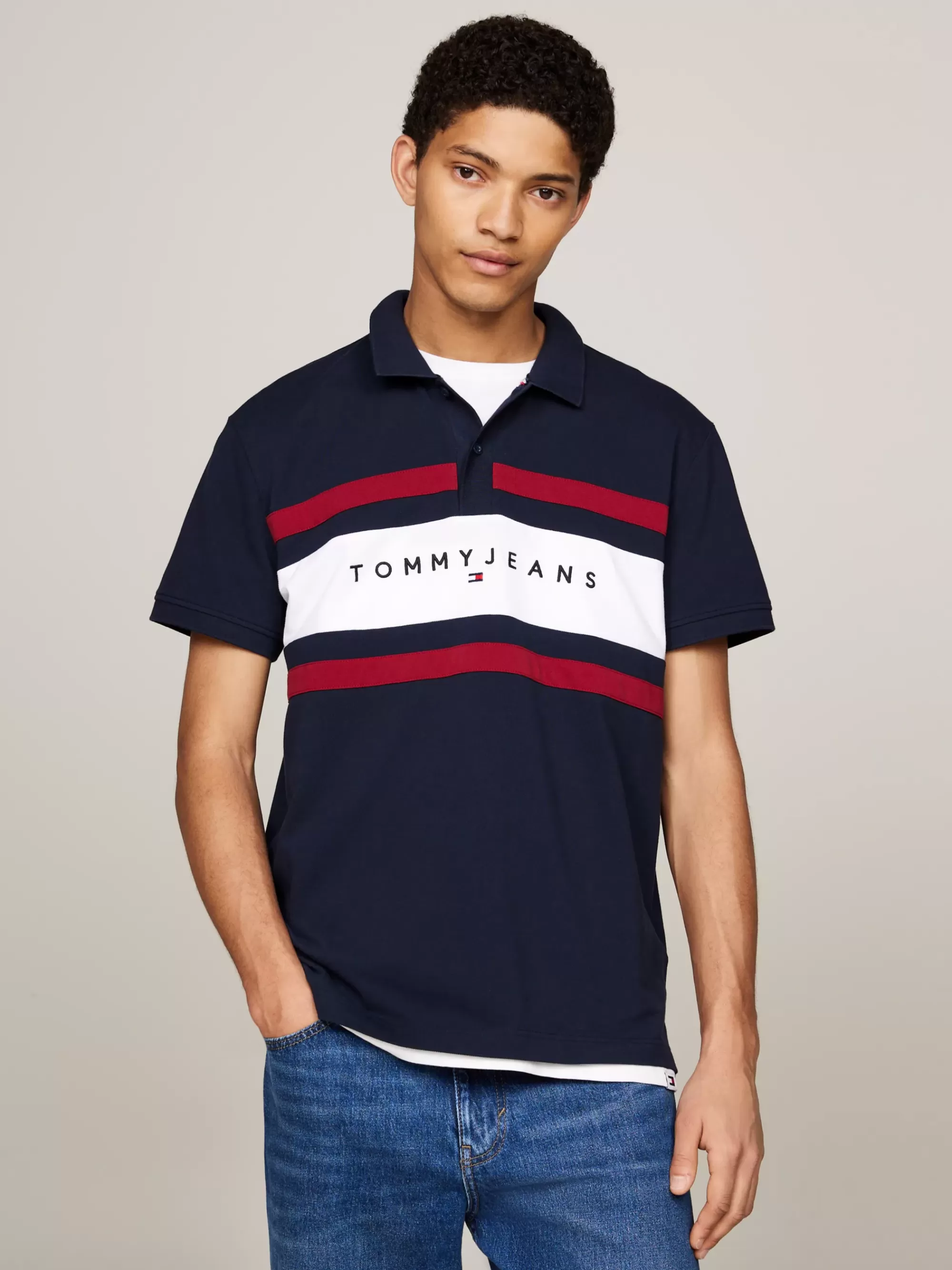 Polo's*Tommy Hilfiger Colour-blocked Regular Fit Polo Met Logo DARK NIGHT NAVY