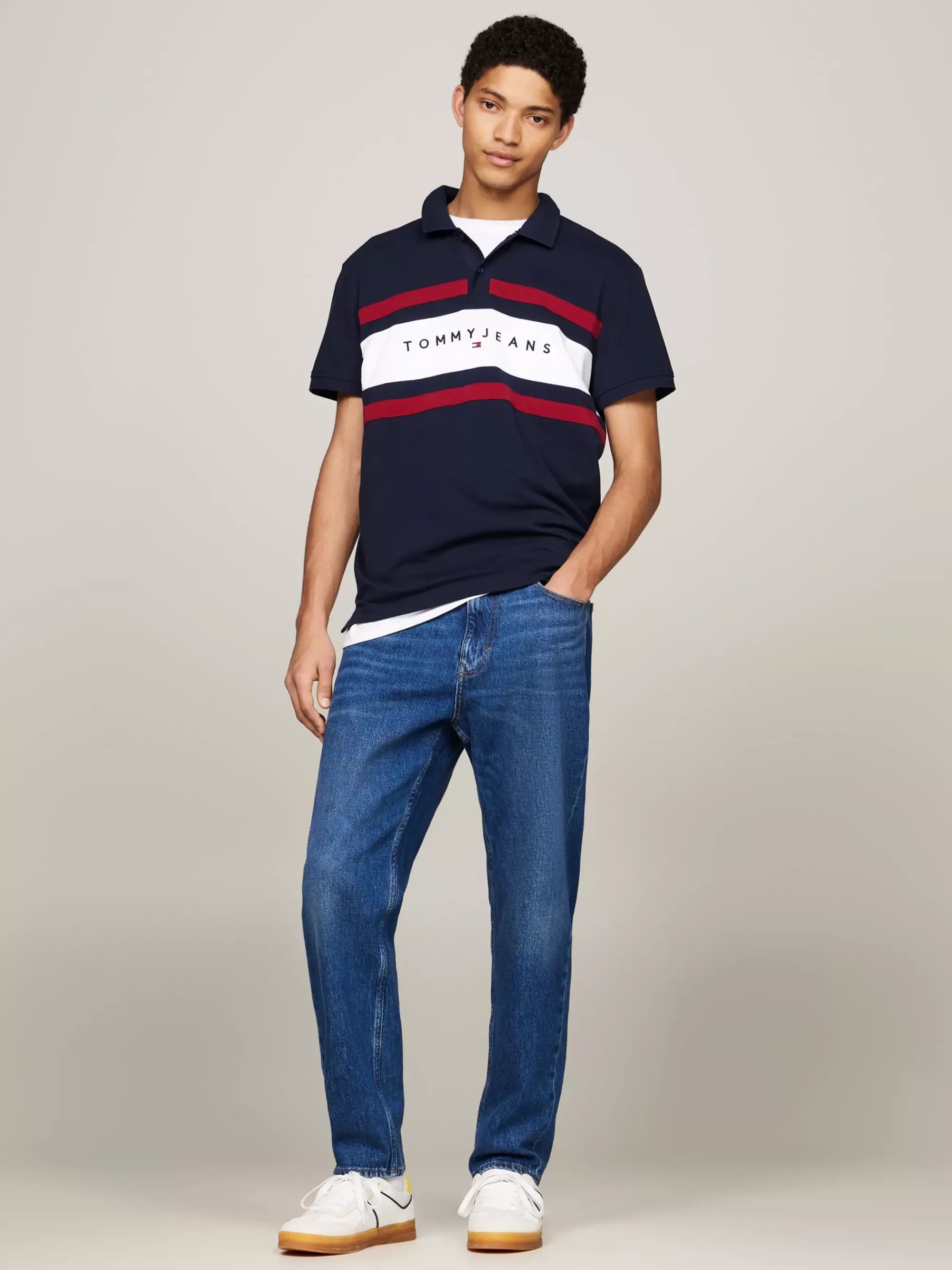 Polo's*Tommy Hilfiger Colour-blocked Regular Fit Polo Met Logo DARK NIGHT NAVY
