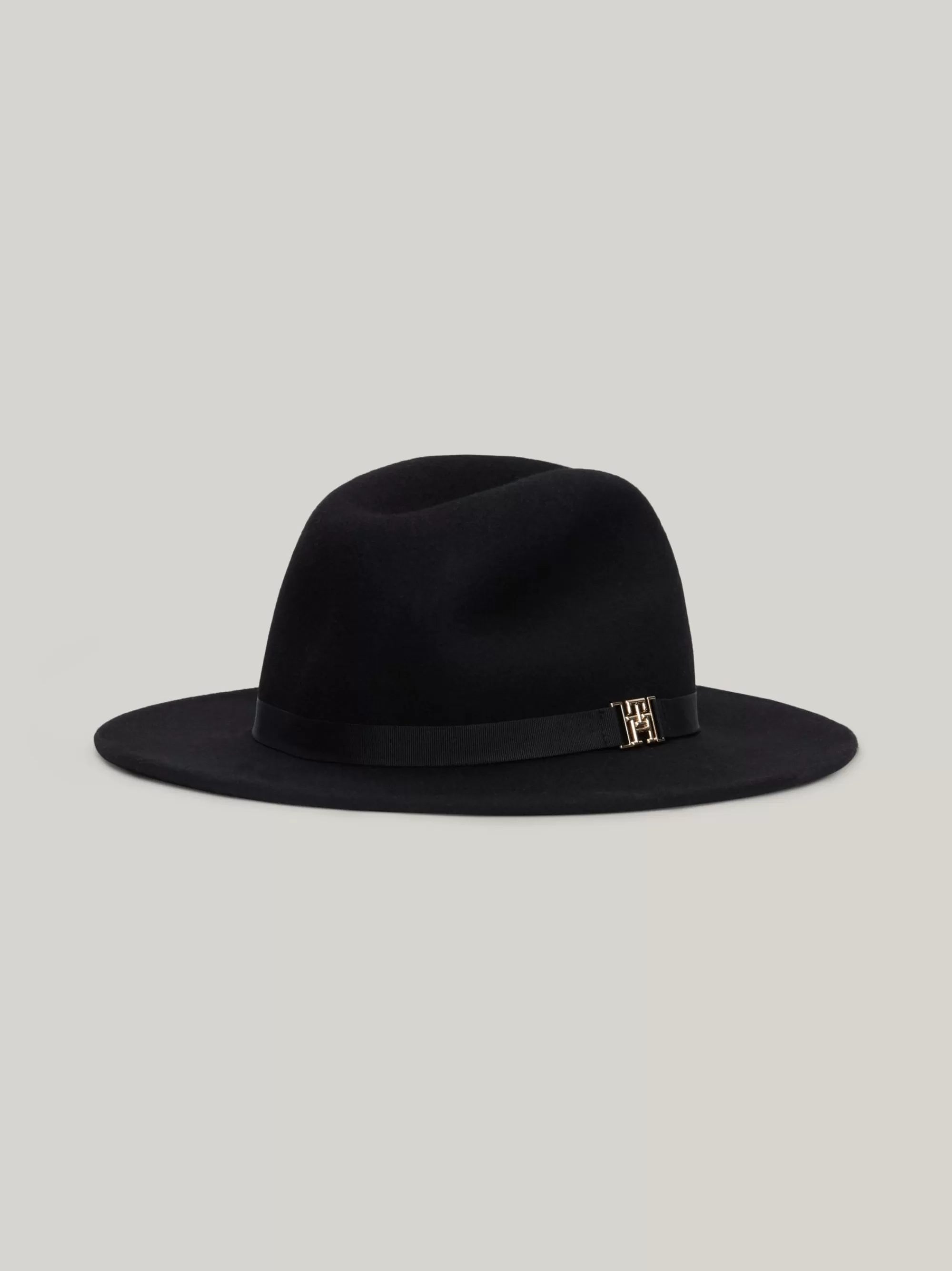 Mutsen & Sjaals*Tommy Hilfiger Fedora Van Wol Met TH-monogram BLACK