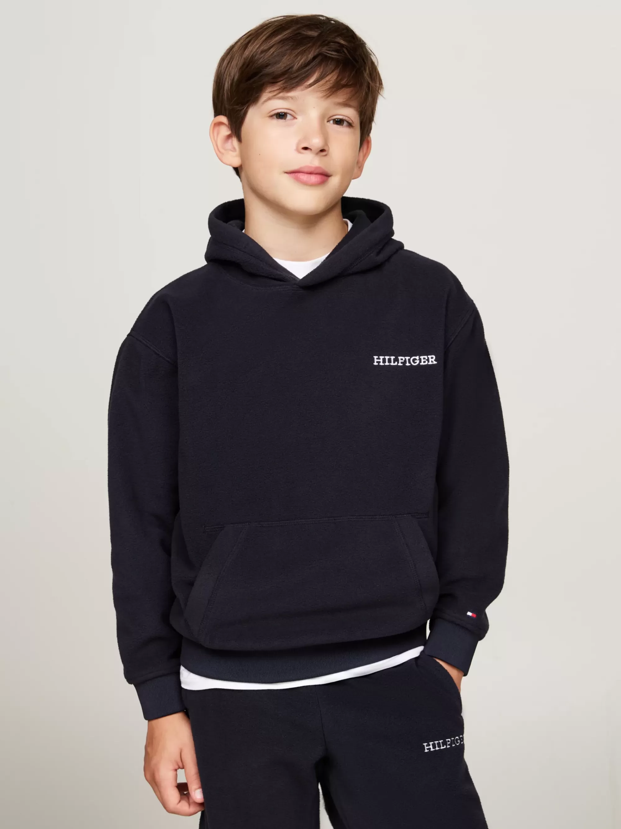 Sweatshirts & Hoodies | Sweatshirts & Hoodies*Tommy Hilfiger Fleece Hoodie Met Hilfiger Monotype-logo DESERT SKY