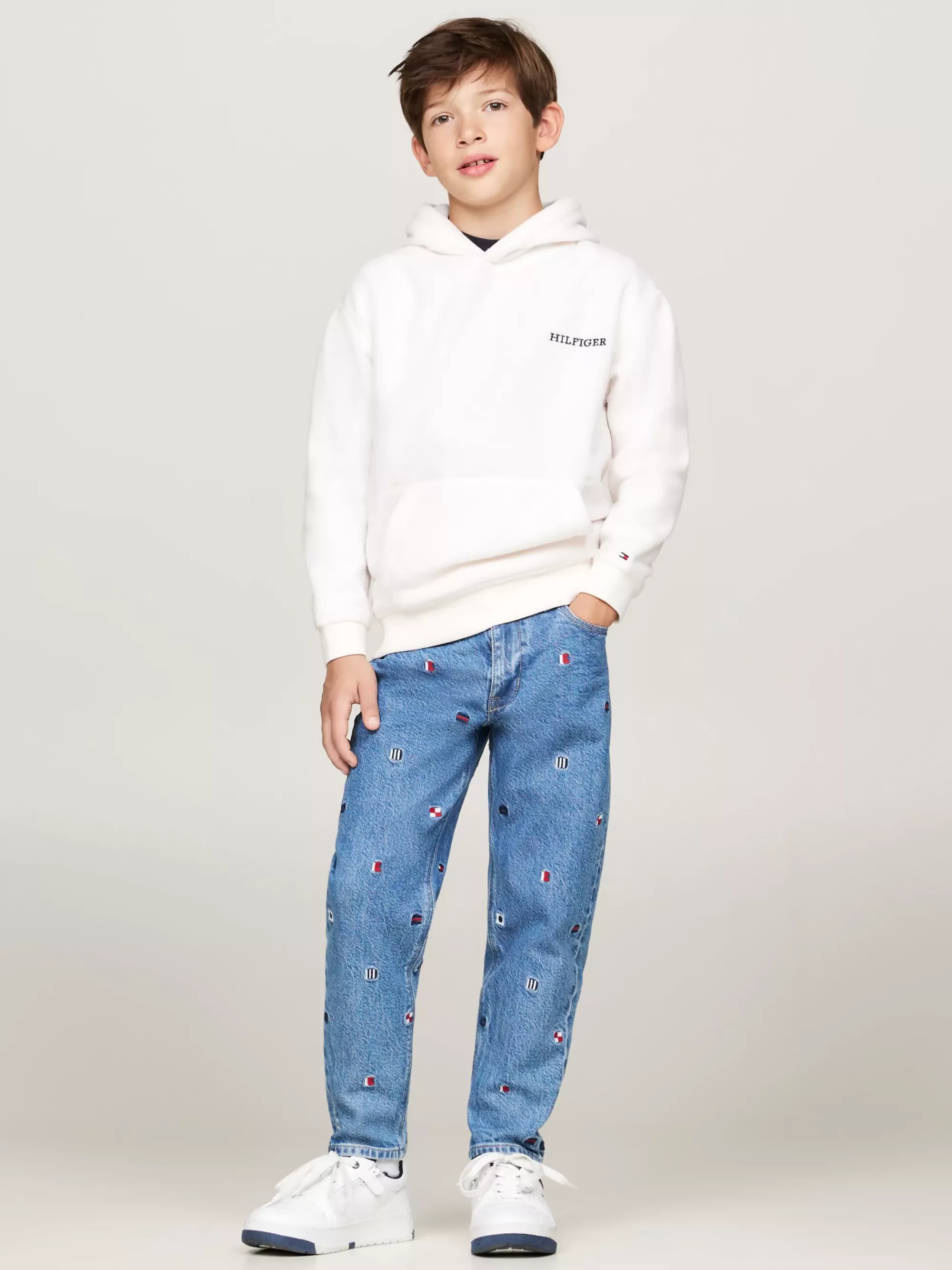 Sweatshirts & Hoodies | Sweatshirts & Hoodies*Tommy Hilfiger Fleece Hoodie Met Hilfiger Monotype-logo ANCIENT WHITE