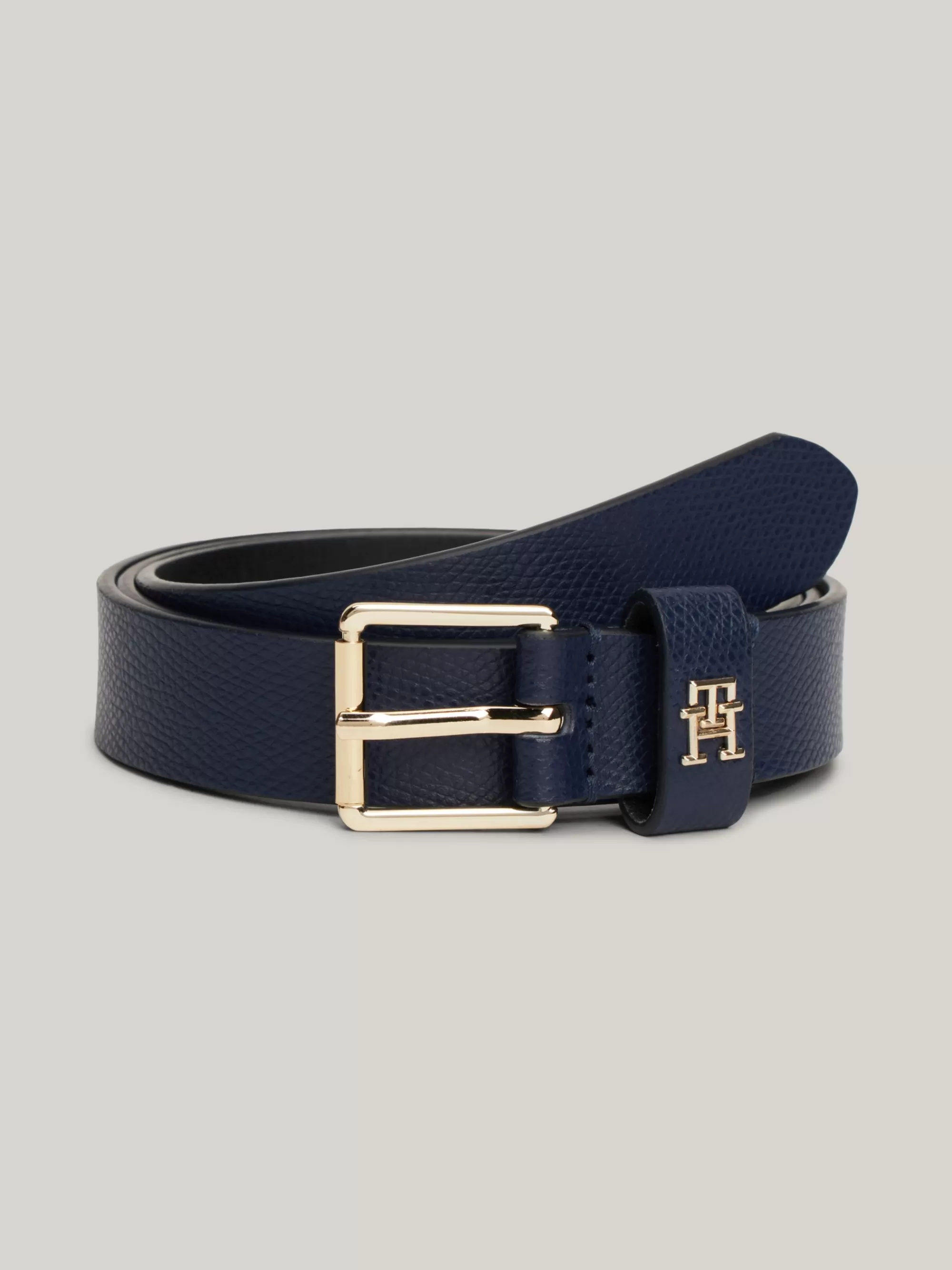 Riemen*Tommy Hilfiger Heritage Leren Riem Met Rolgesp SPACE BLUE