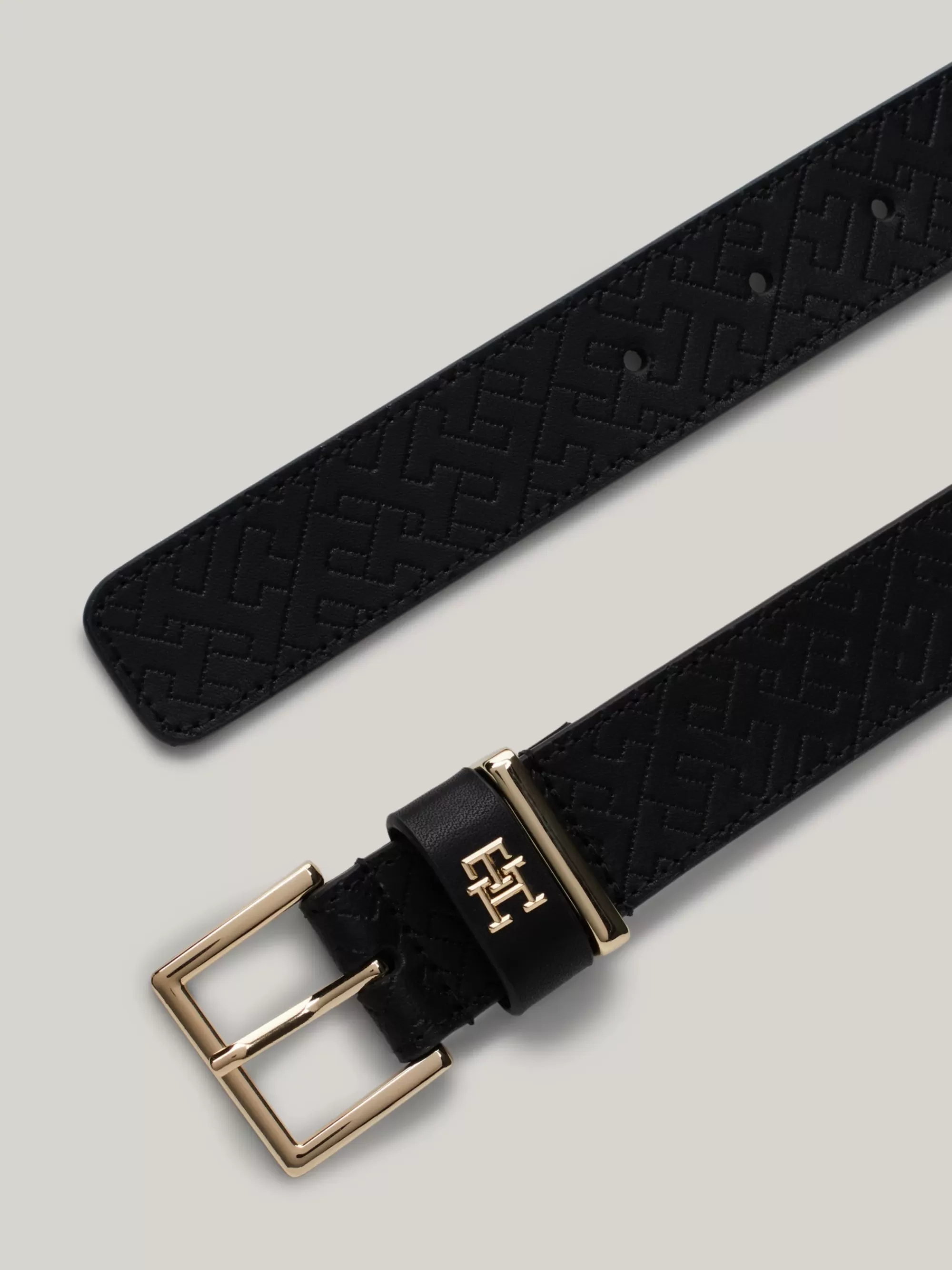 Riemen*Tommy Hilfiger Heritage Leren Riem Met Vierkante Gesp BLACK