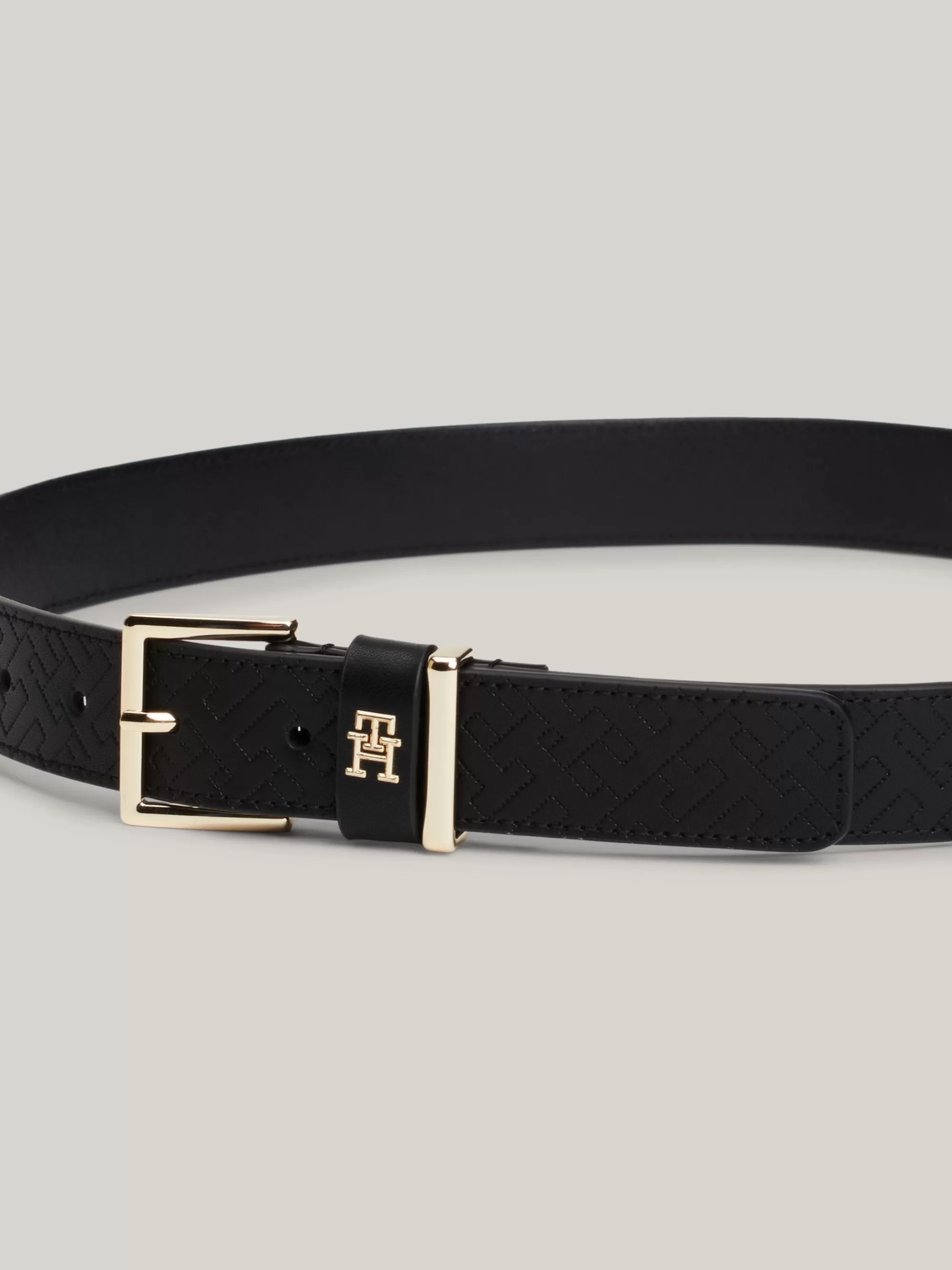 Riemen*Tommy Hilfiger Heritage Leren Riem Met Vierkante Gesp BLACK