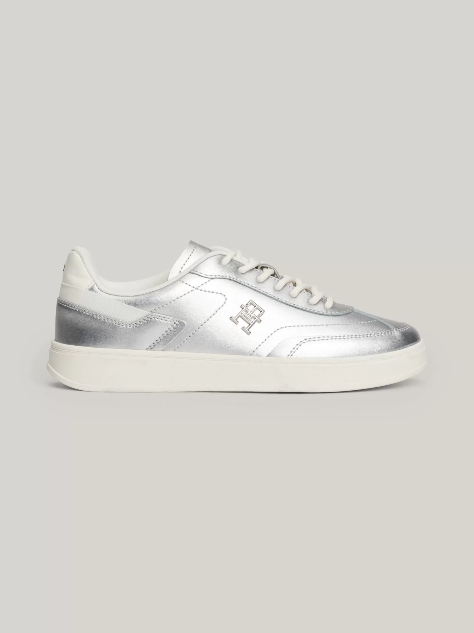 Sneakers*Tommy Hilfiger Heritage Metallic Leren Sneaker SILVER