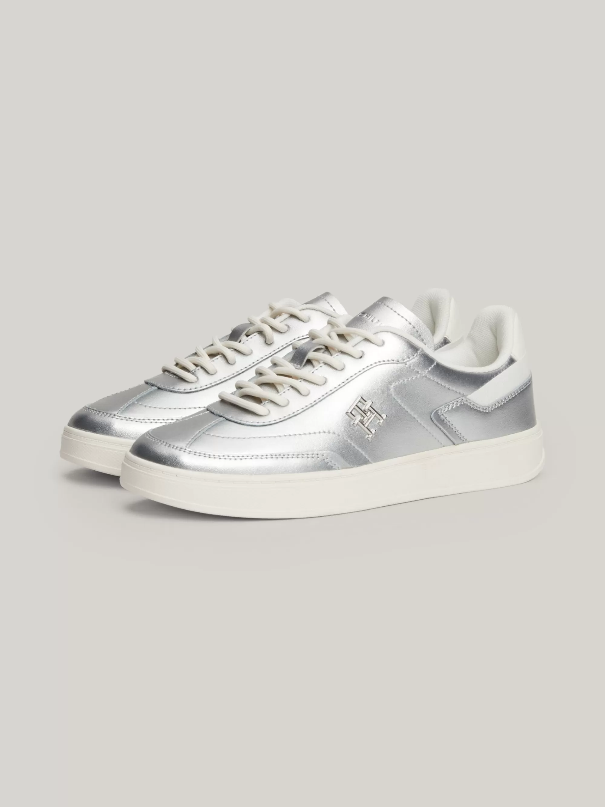 Sneakers*Tommy Hilfiger Heritage Metallic Leren Sneaker SILVER