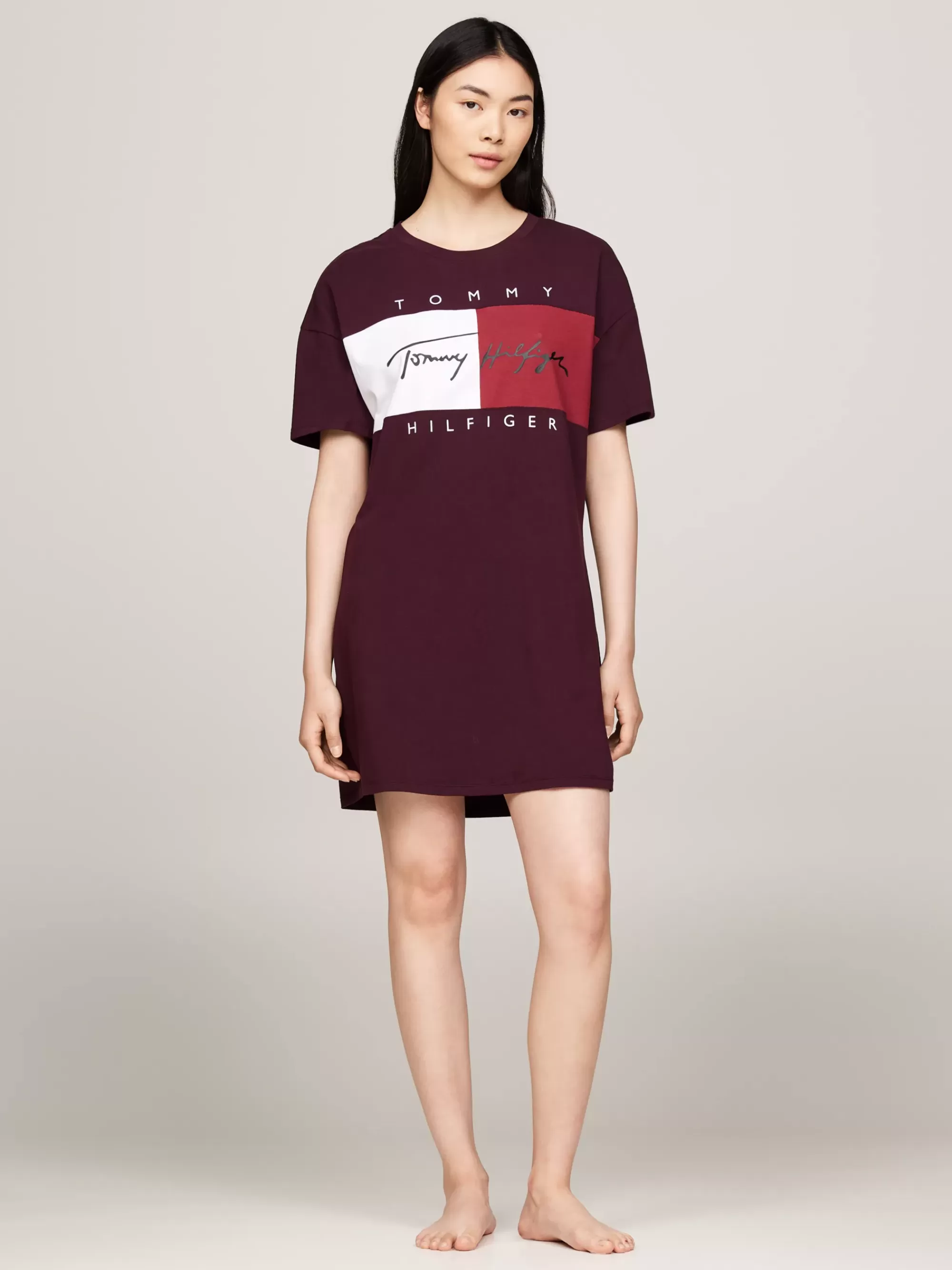 Pyjama's & Nachtkleding | Loungewear*Tommy Hilfiger Heritage Nachthemd Met Korte Mouwen DEEP BURGUNDY