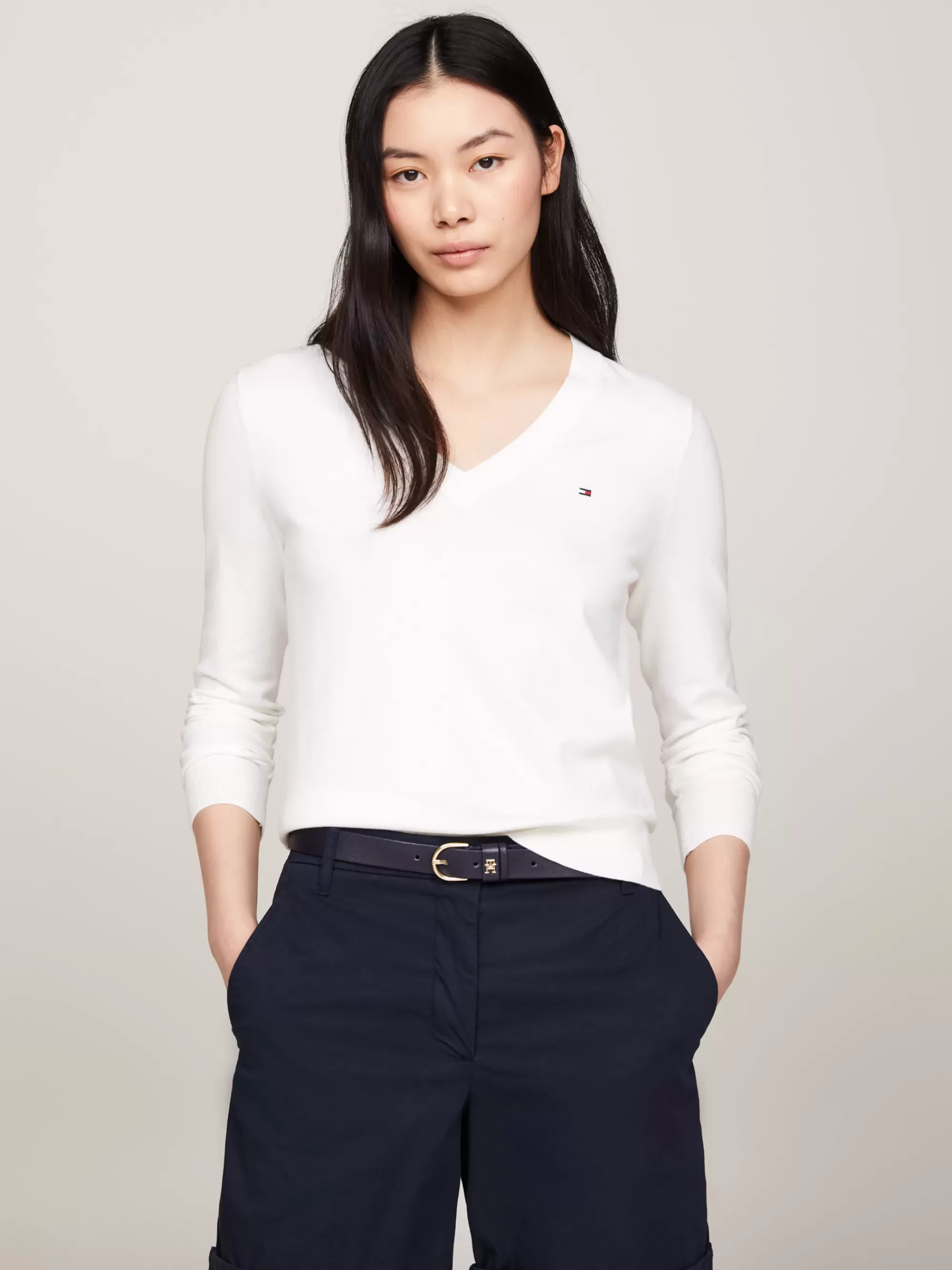 Sweatshirts & Hoodies*Tommy Hilfiger Heritage Trui Met V-hals ECRU