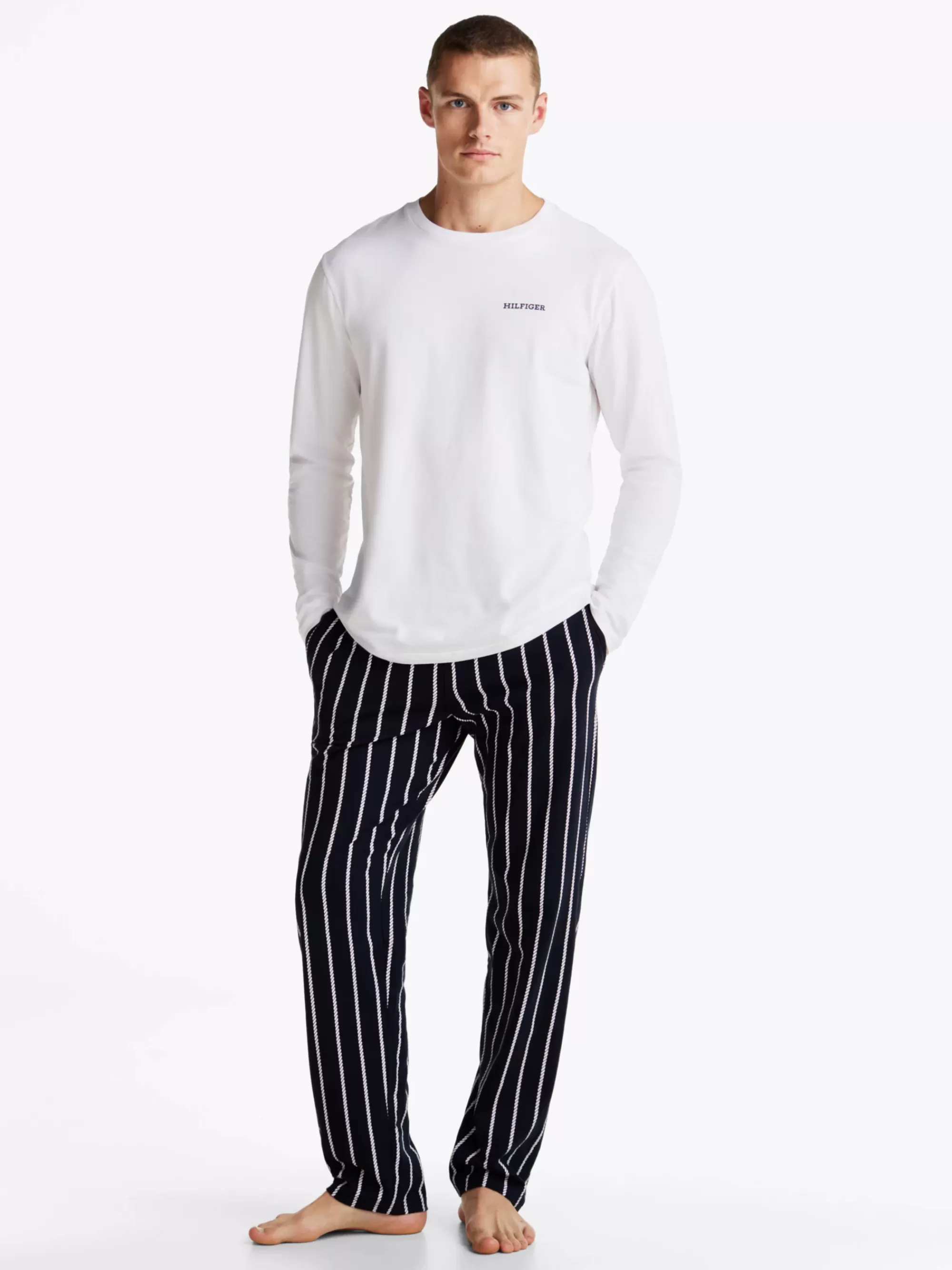 Zwemkleding*Tommy Hilfiger Hilfiger Monotype Jersey Pyjamabroek Met Print ROPE STRIPES DESERT SKY