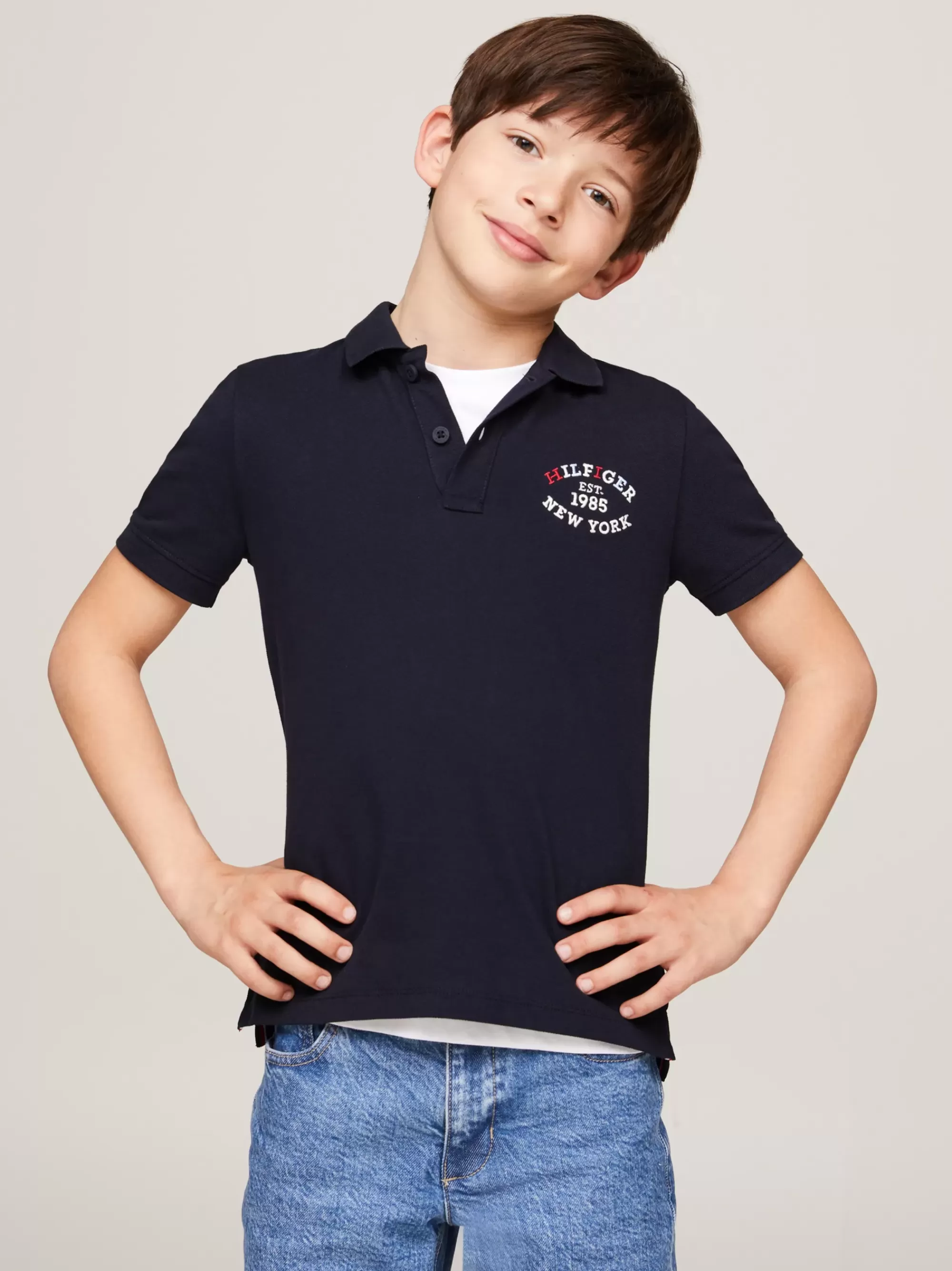 T-Shirts & Polo's*Tommy Hilfiger Hilfiger Monotype Polo Met Geborduurd Logo DESERT SKY