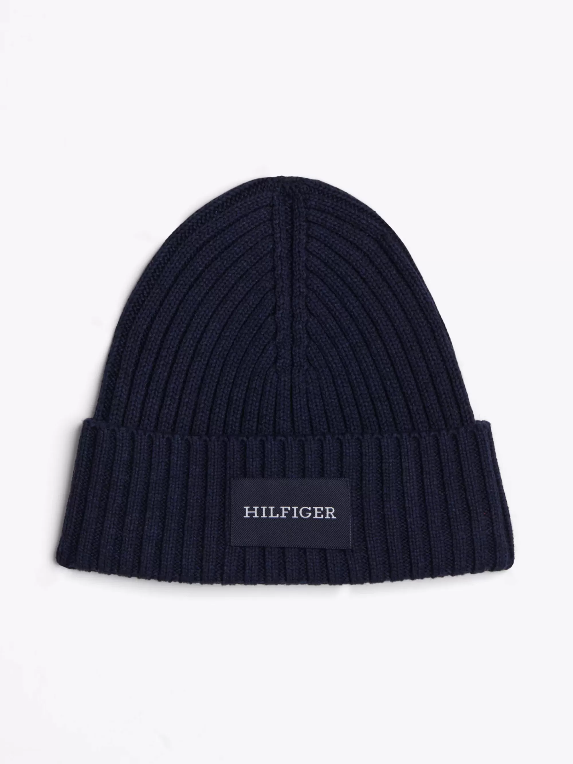 Mutsen | Mutsen, Handschoenen & Sjaals*Tommy Hilfiger Hilfiger Monotype Ribgebreide Beanie Met Wol SPACE BLUE