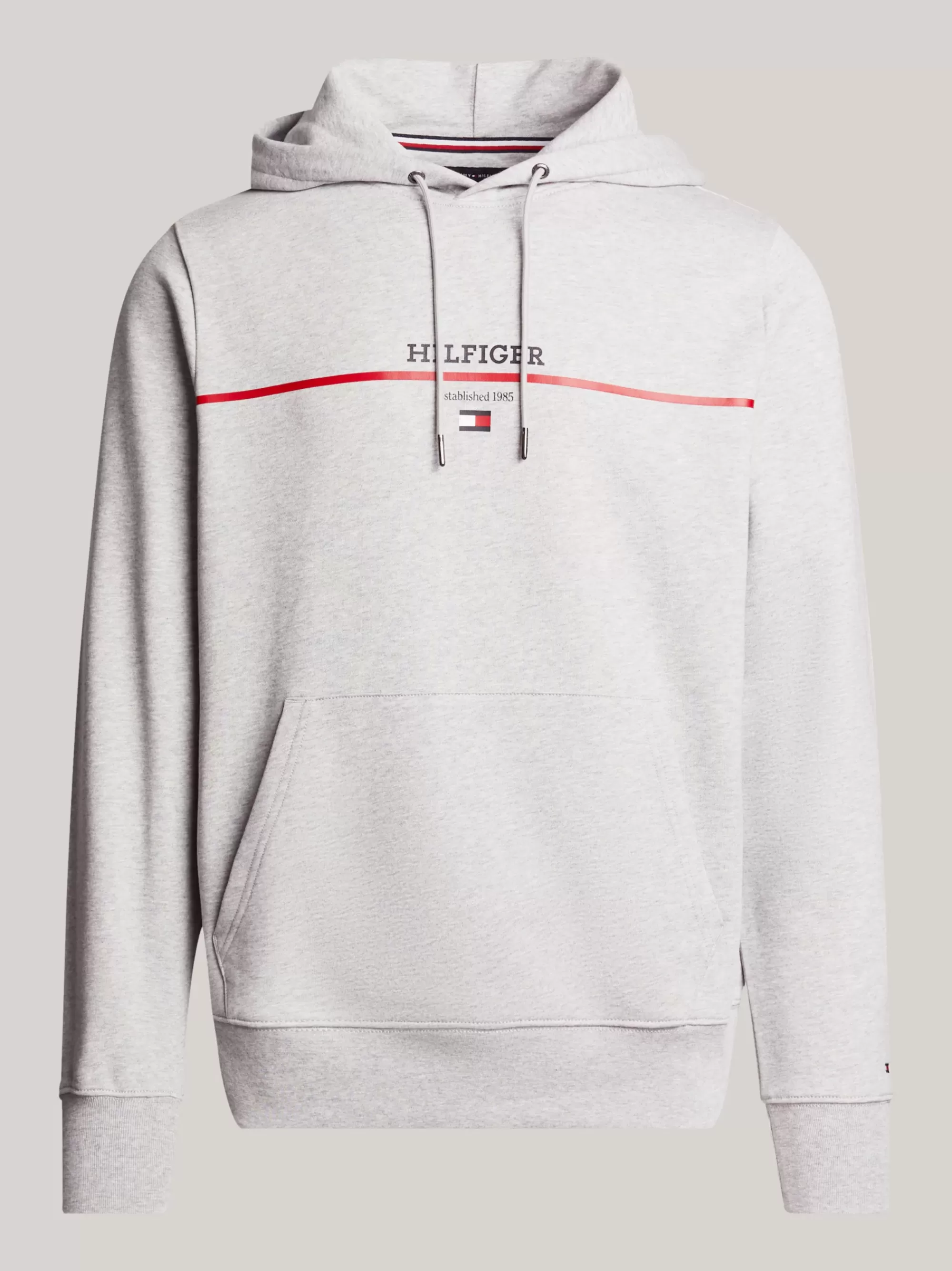Sweatshirts & Hoodies*Tommy Hilfiger Hilfiger Monotype Terry-hoodie Met Streep LIGHT GREY HEATHER