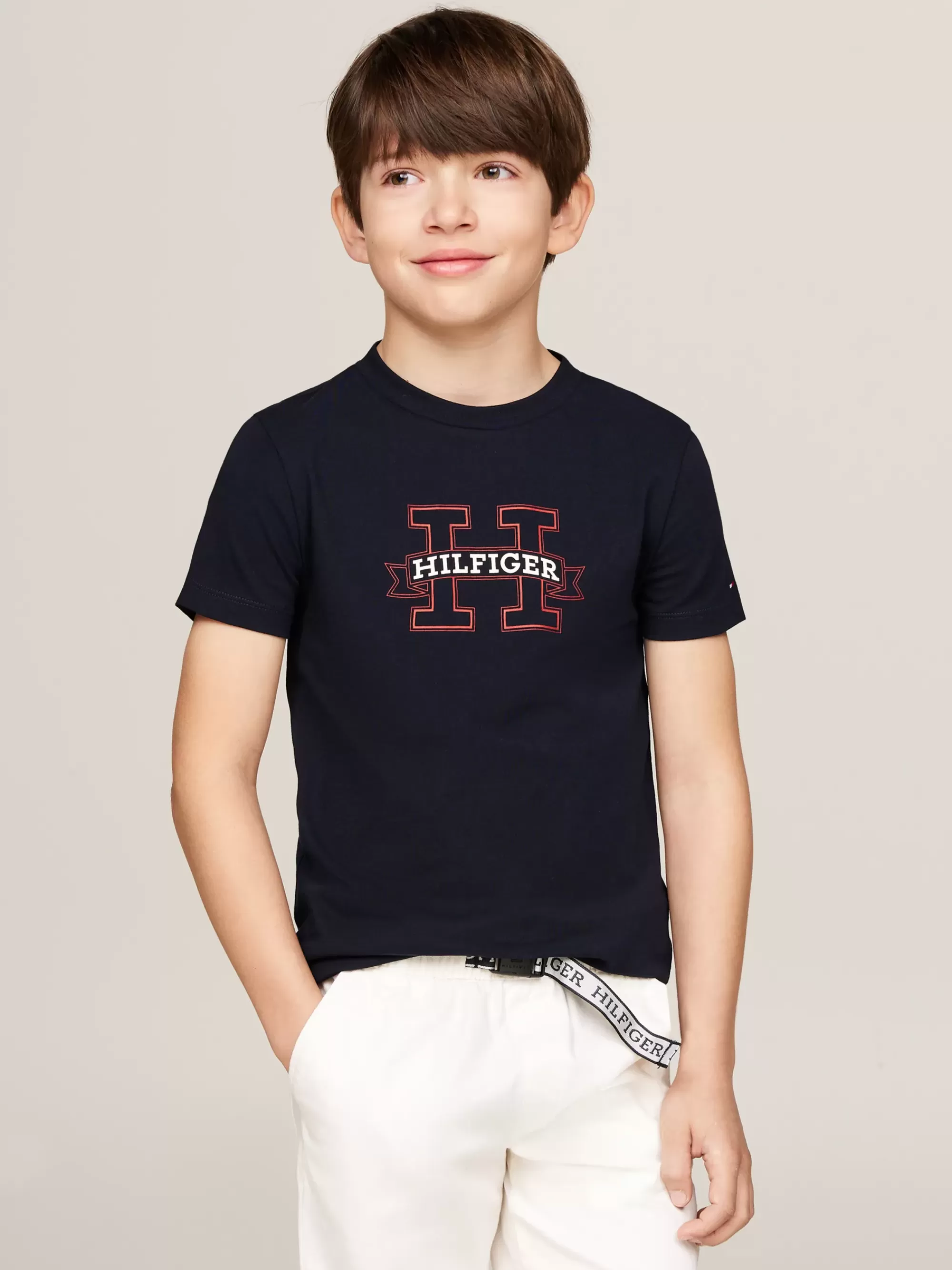 T-Shirts & Polo's*Tommy Hilfiger Hilfiger Monotype T-shirt Met Logo DESERT SKY