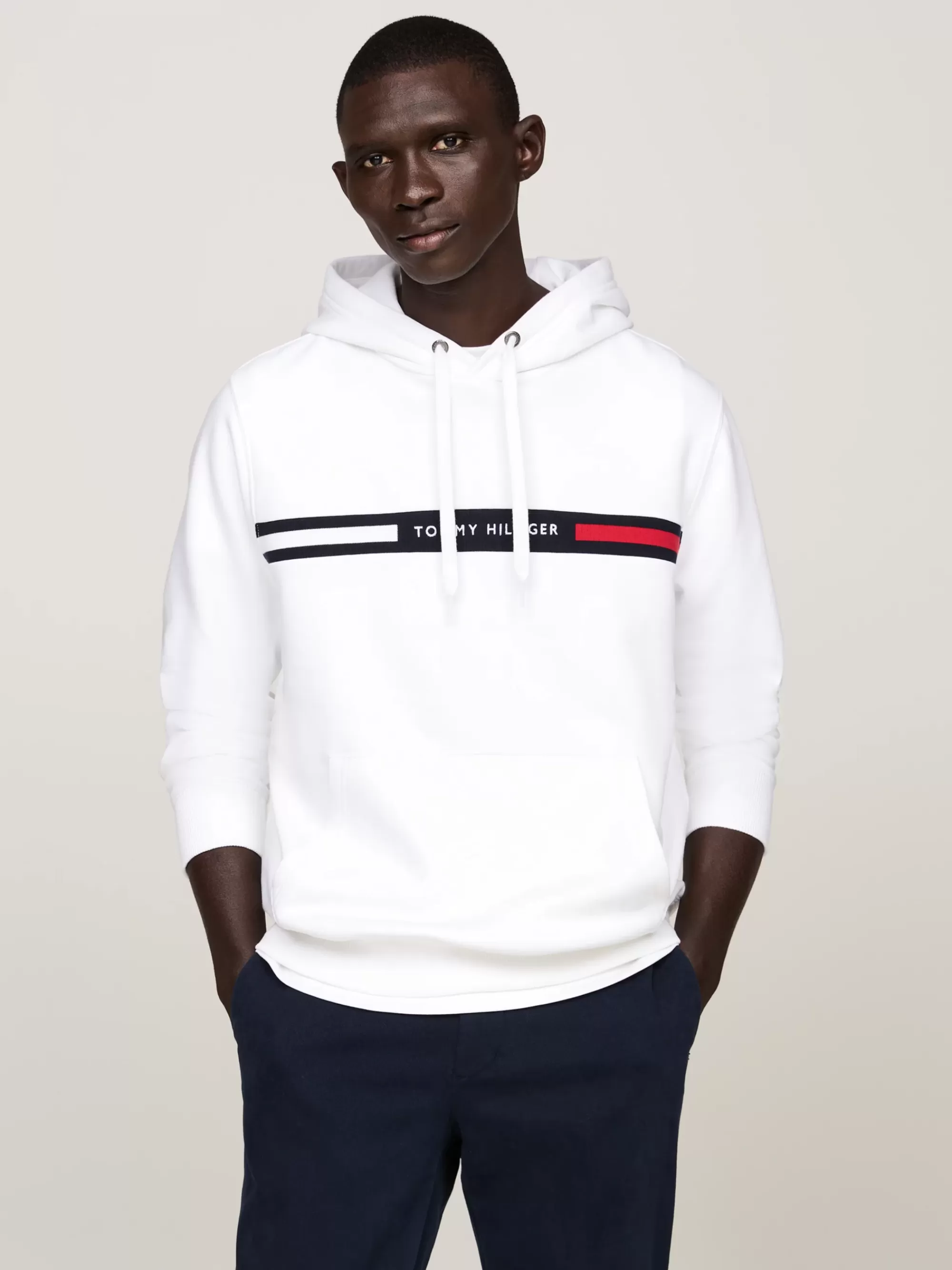 Sweatshirts & Hoodies*Tommy Hilfiger Hoodie Met Trekkoord En Logo Op De Borst WHITE