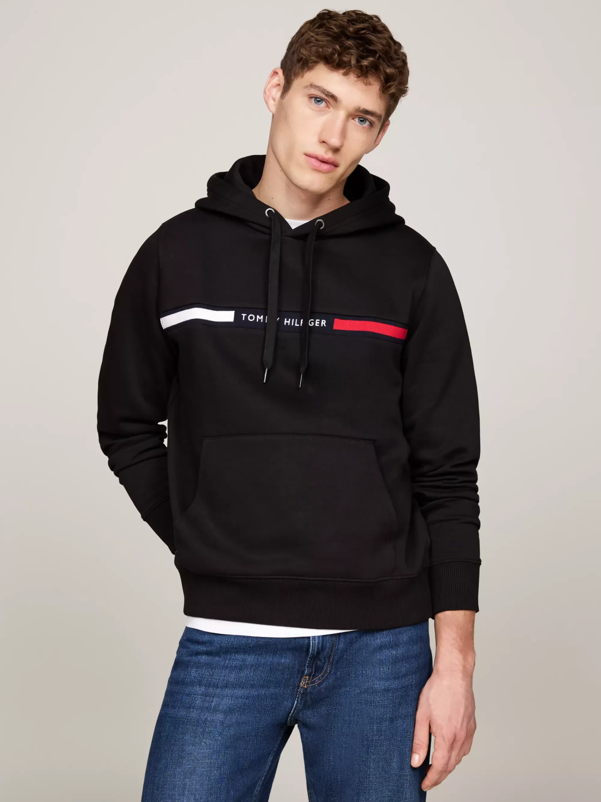 Sweatshirts & Hoodies*Tommy Hilfiger Hoodie Met Trekkoord En Logo Op De Borst BLACK