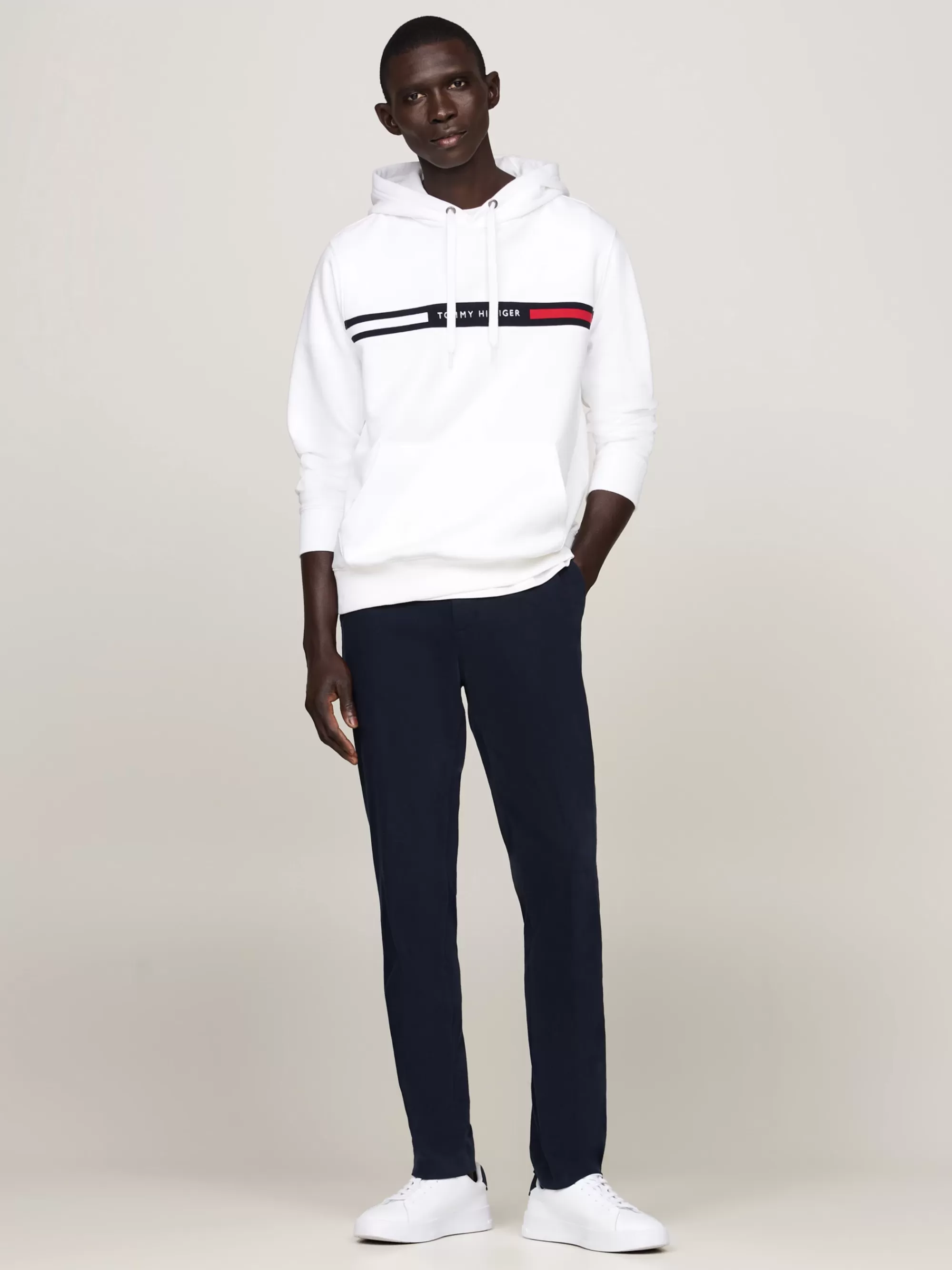 Sweatshirts & Hoodies*Tommy Hilfiger Hoodie Met Trekkoord En Logo Op De Borst WHITE
