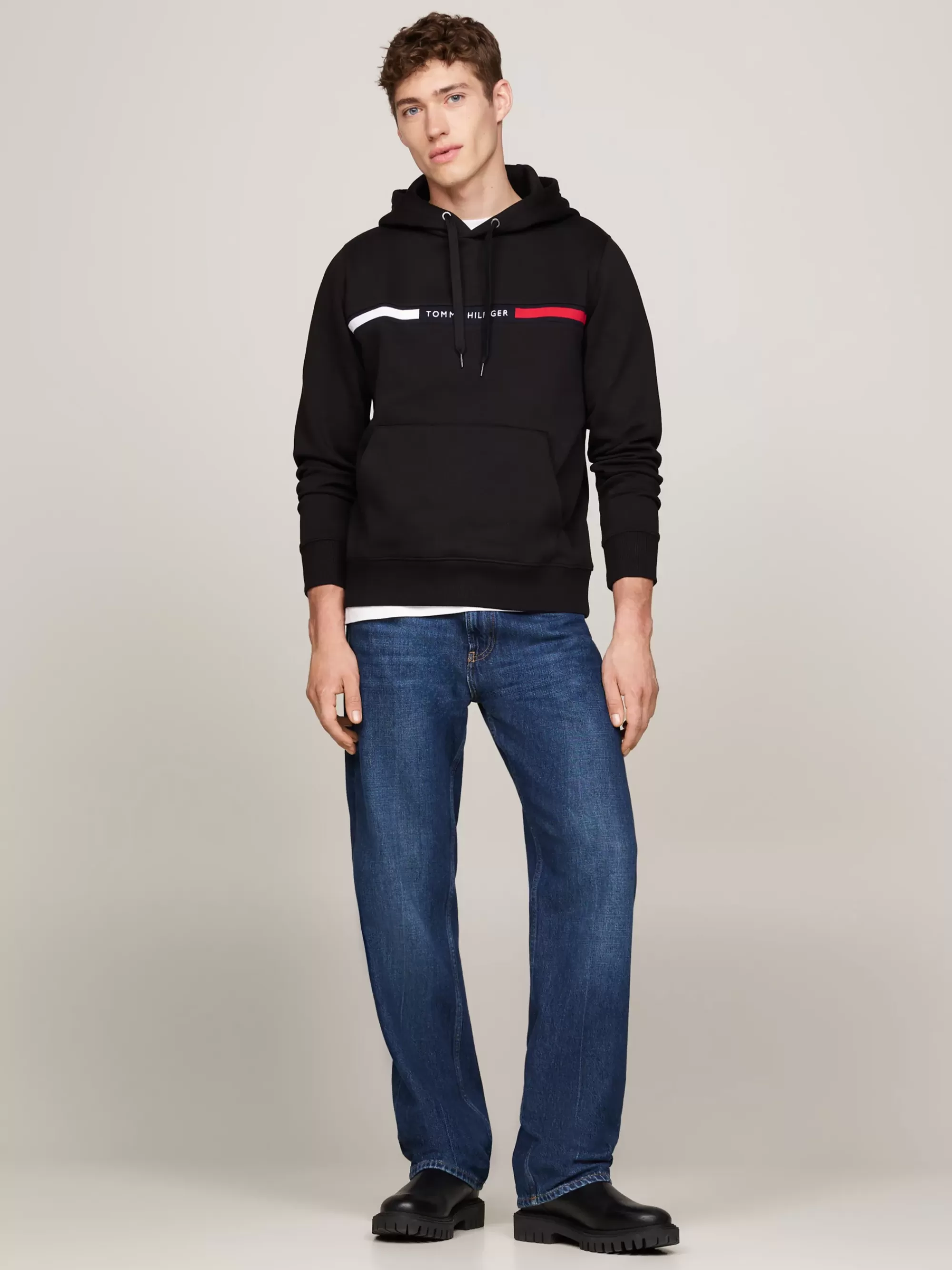 Sweatshirts & Hoodies*Tommy Hilfiger Hoodie Met Trekkoord En Logo Op De Borst BLACK