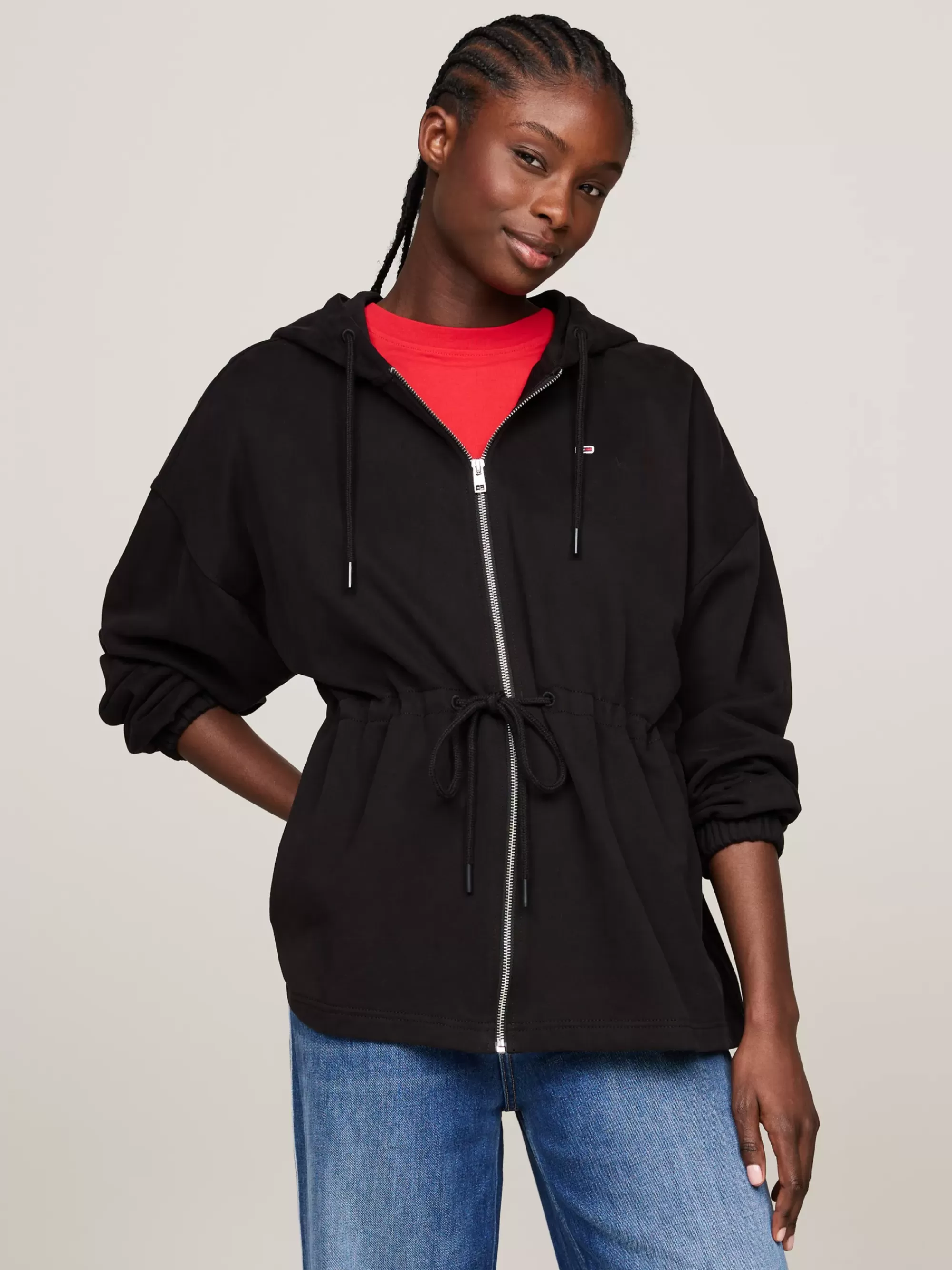 Sweatshirts & Hoodies*Tommy Hilfiger Oversized Fit Getailleerde Hoodie Met Rits BLACK