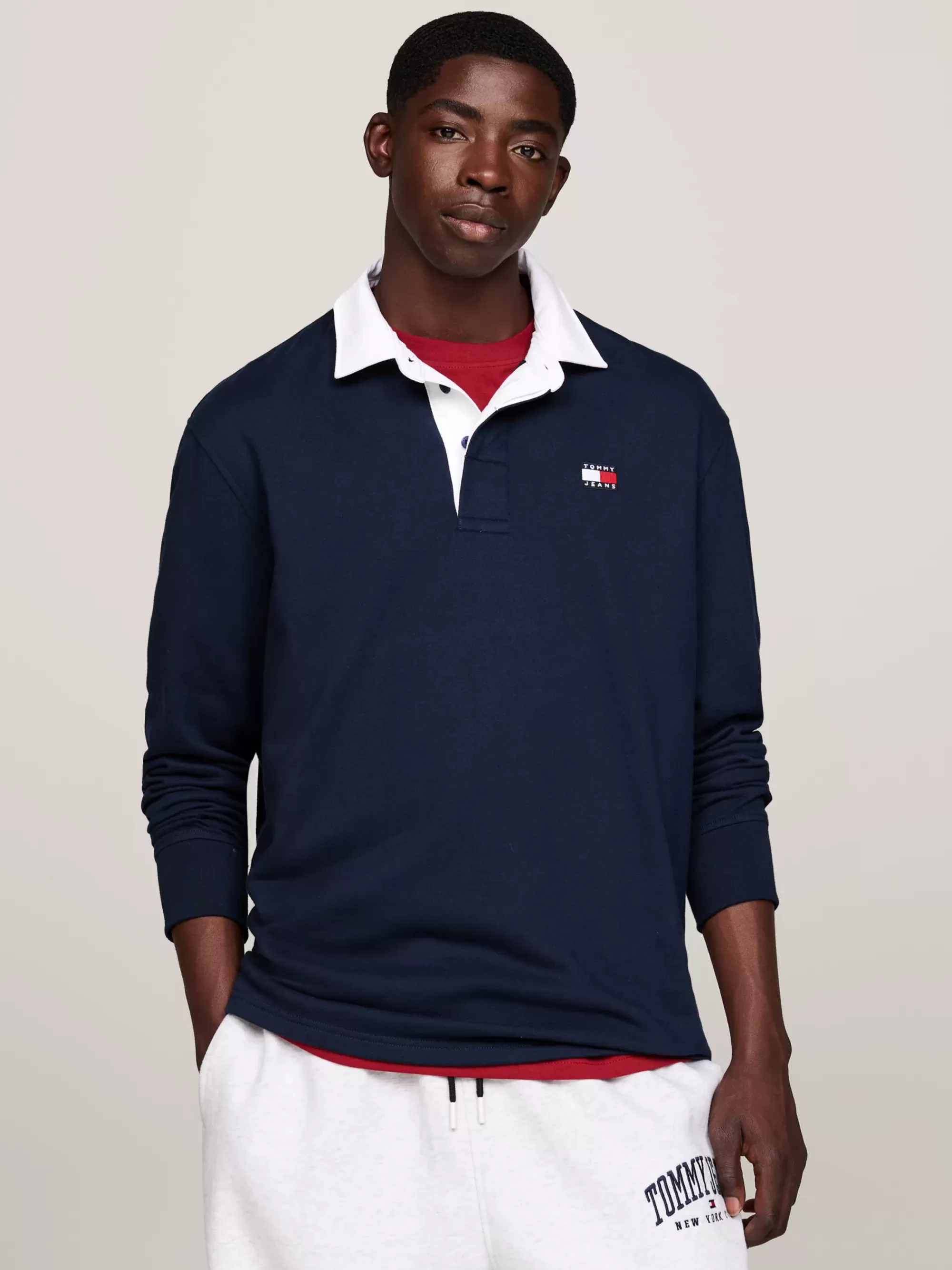 Polo's*Tommy Hilfiger Oversized Rugbyshirt Met Badge DARK NIGHT NAVY