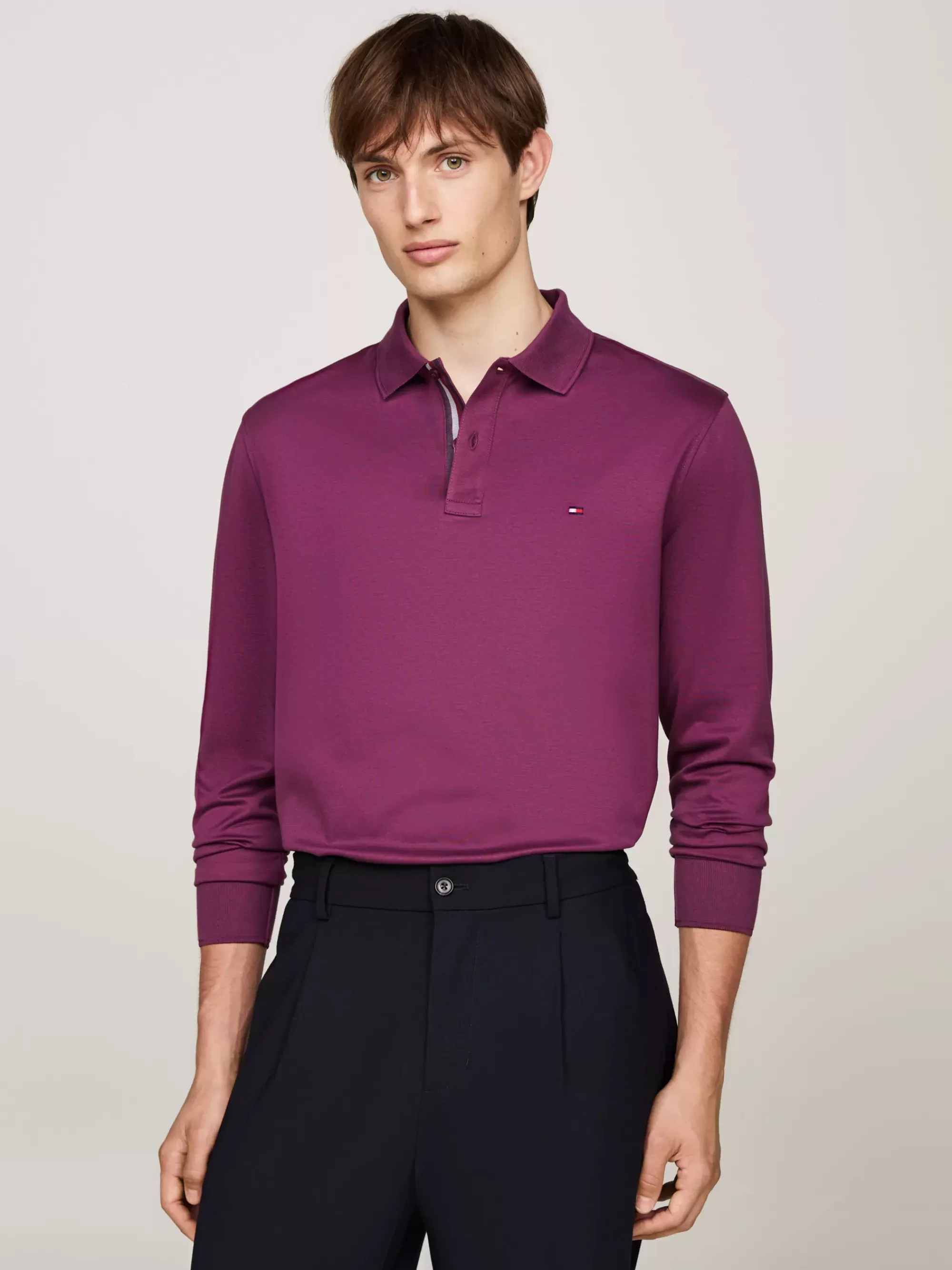 Polo's*Tommy Hilfiger Polo Van Jacquard Met Lange Mouwen HERITAGE PLUM
