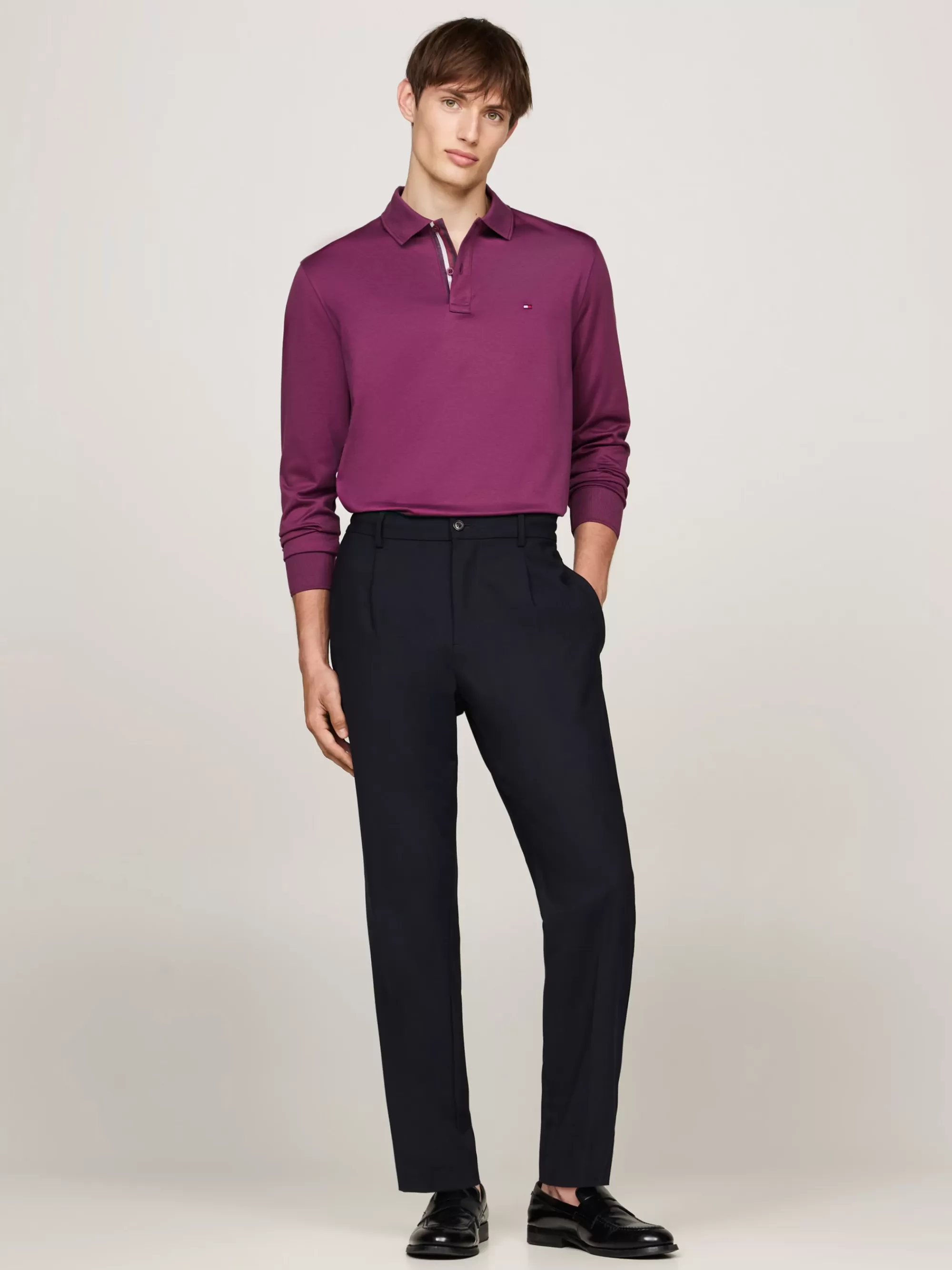Polo's*Tommy Hilfiger Polo Van Jacquard Met Lange Mouwen HERITAGE PLUM