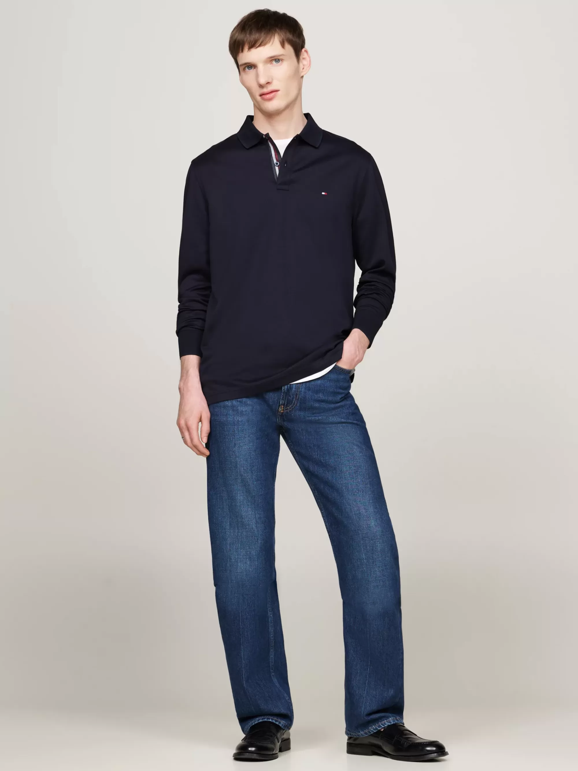 Polo's*Tommy Hilfiger Polo Van Jacquard Met Lange Mouwen DESERT SKY