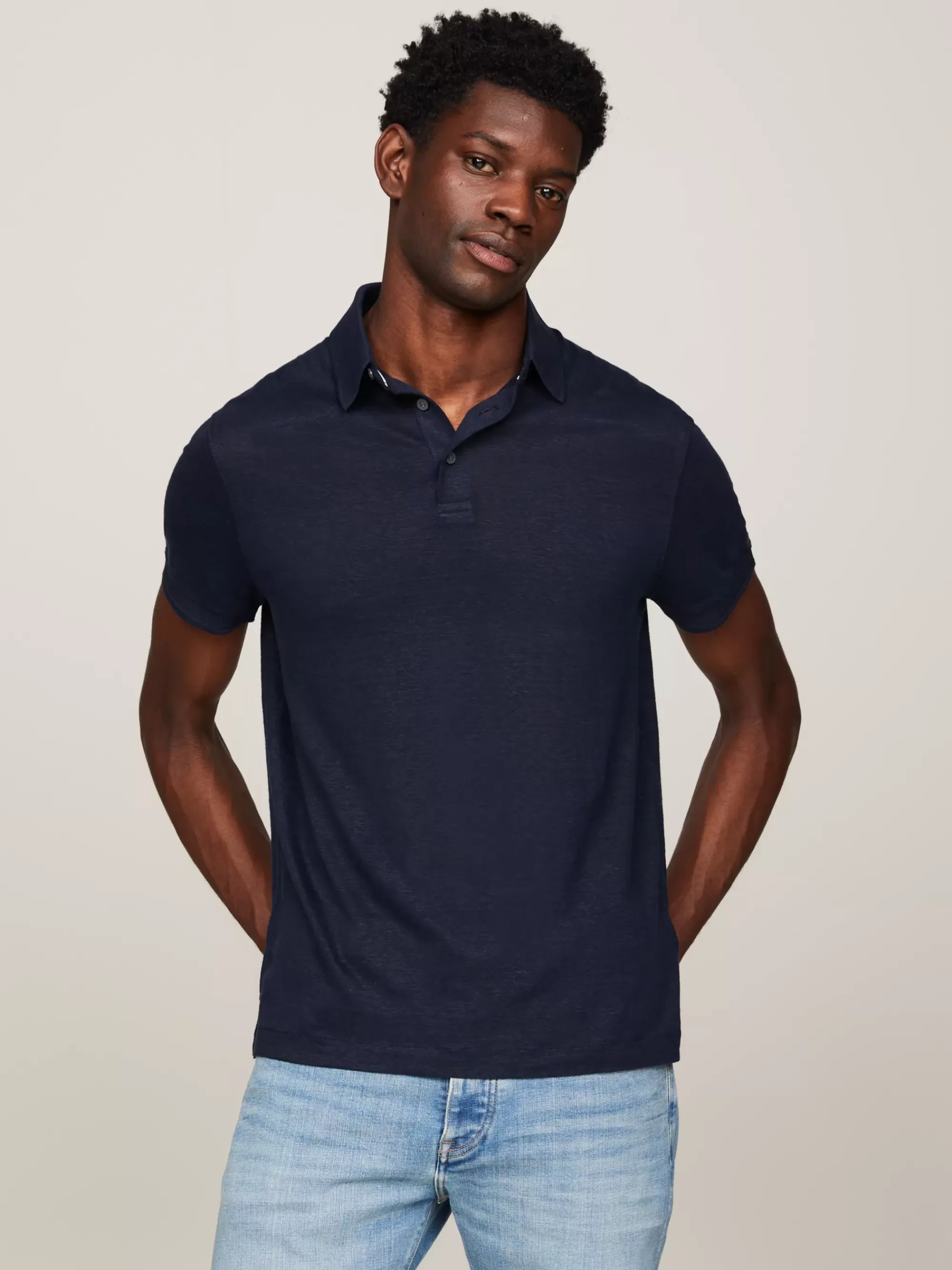 Polo's*Tommy Hilfiger Premium Regular Fit Linnen Polo DESERT SKY