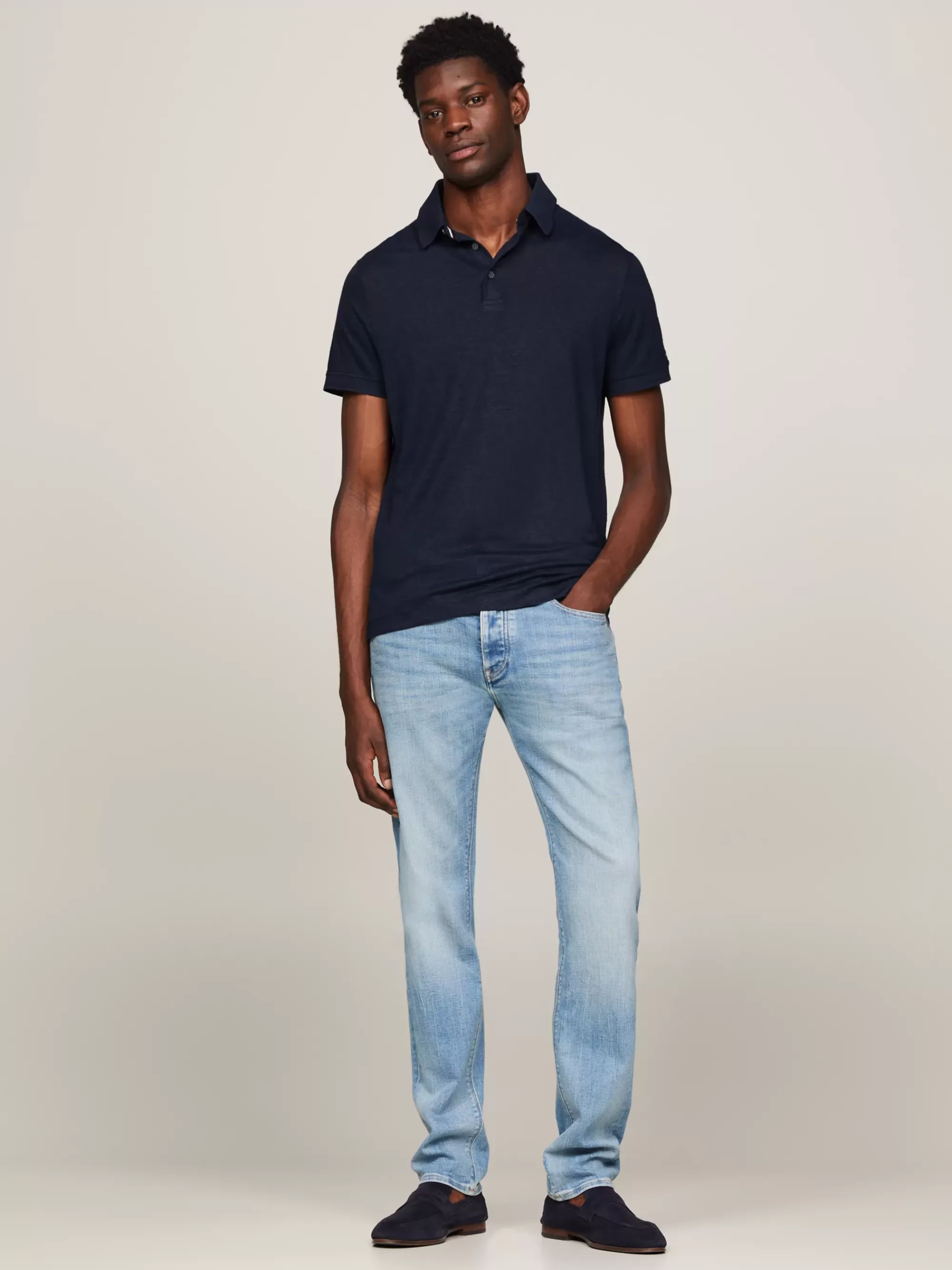 Polo's*Tommy Hilfiger Premium Regular Fit Linnen Polo DESERT SKY
