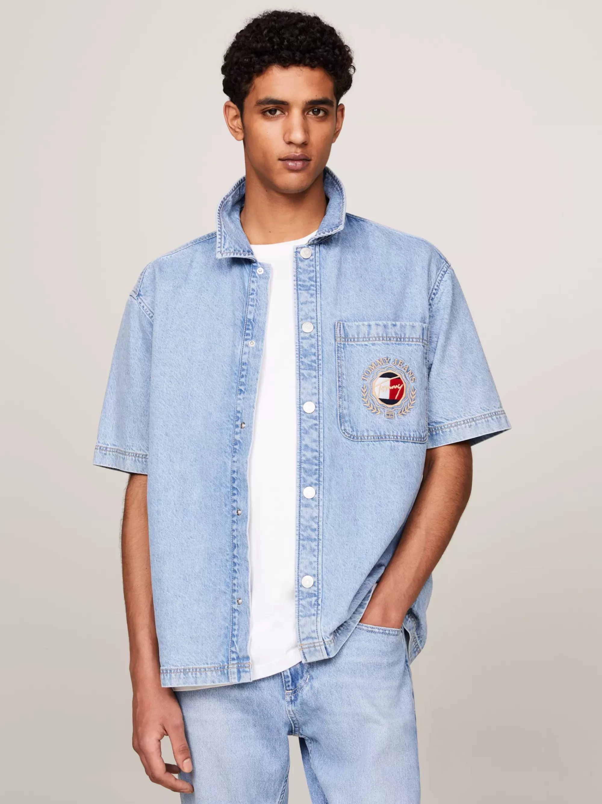 Overhemden*Tommy Hilfiger Prep Explorer Luxe Overshirt Met Korte Mouwen LT INDIGO