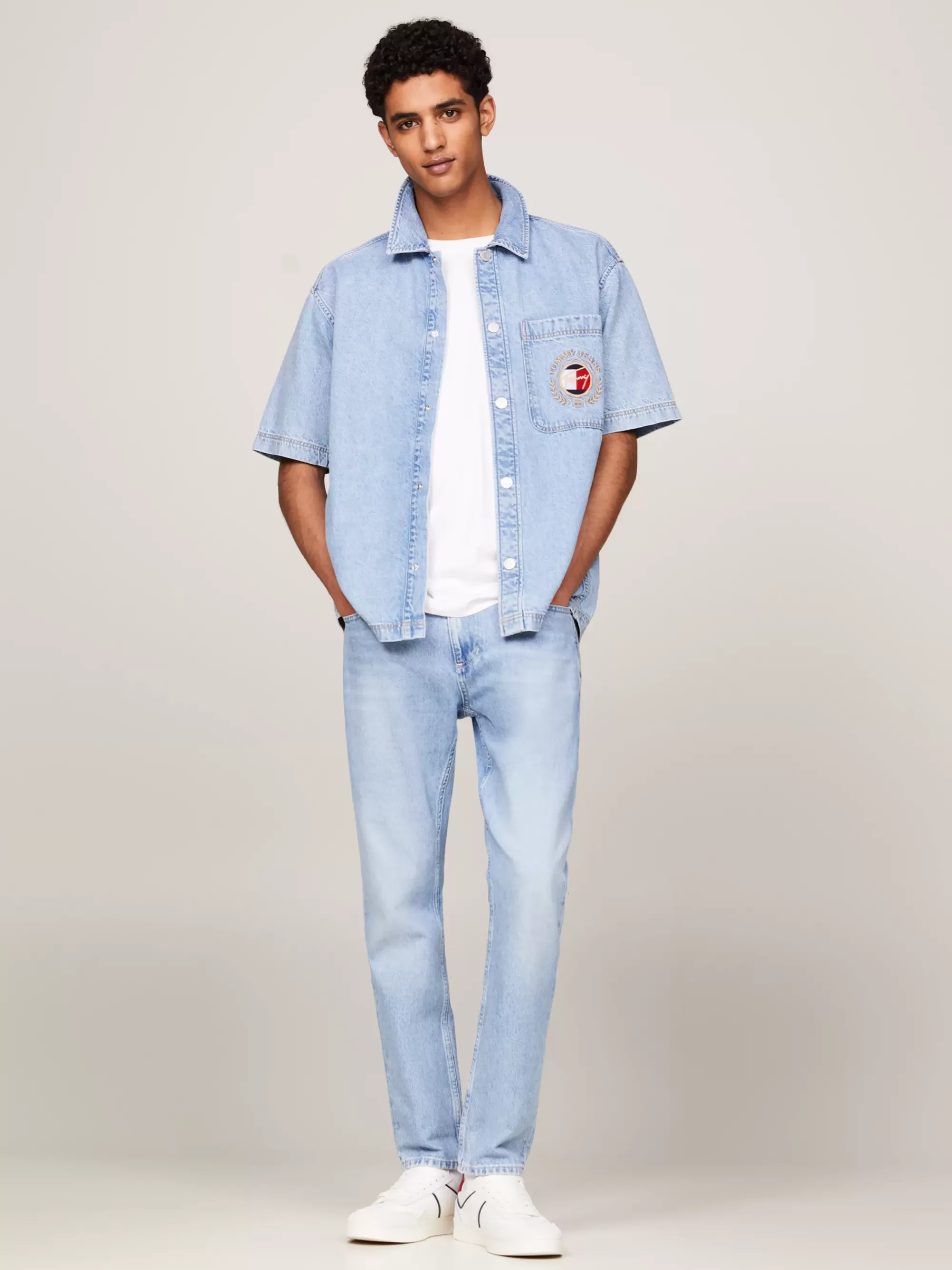 Overhemden*Tommy Hilfiger Prep Explorer Luxe Overshirt Met Korte Mouwen LT INDIGO