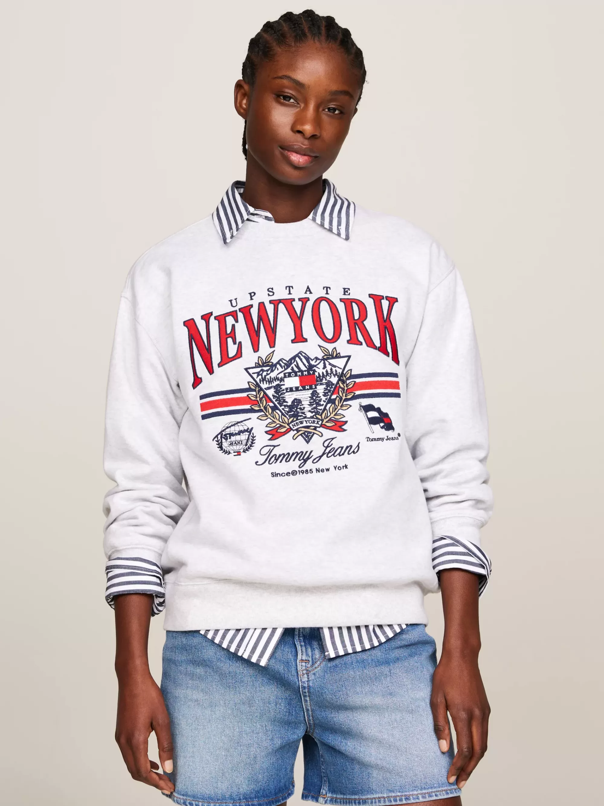 Sweatshirts & Hoodies*Tommy Hilfiger Prep Explorer Relaxed Trui Met Vintage Logo SILVER GREY HTR