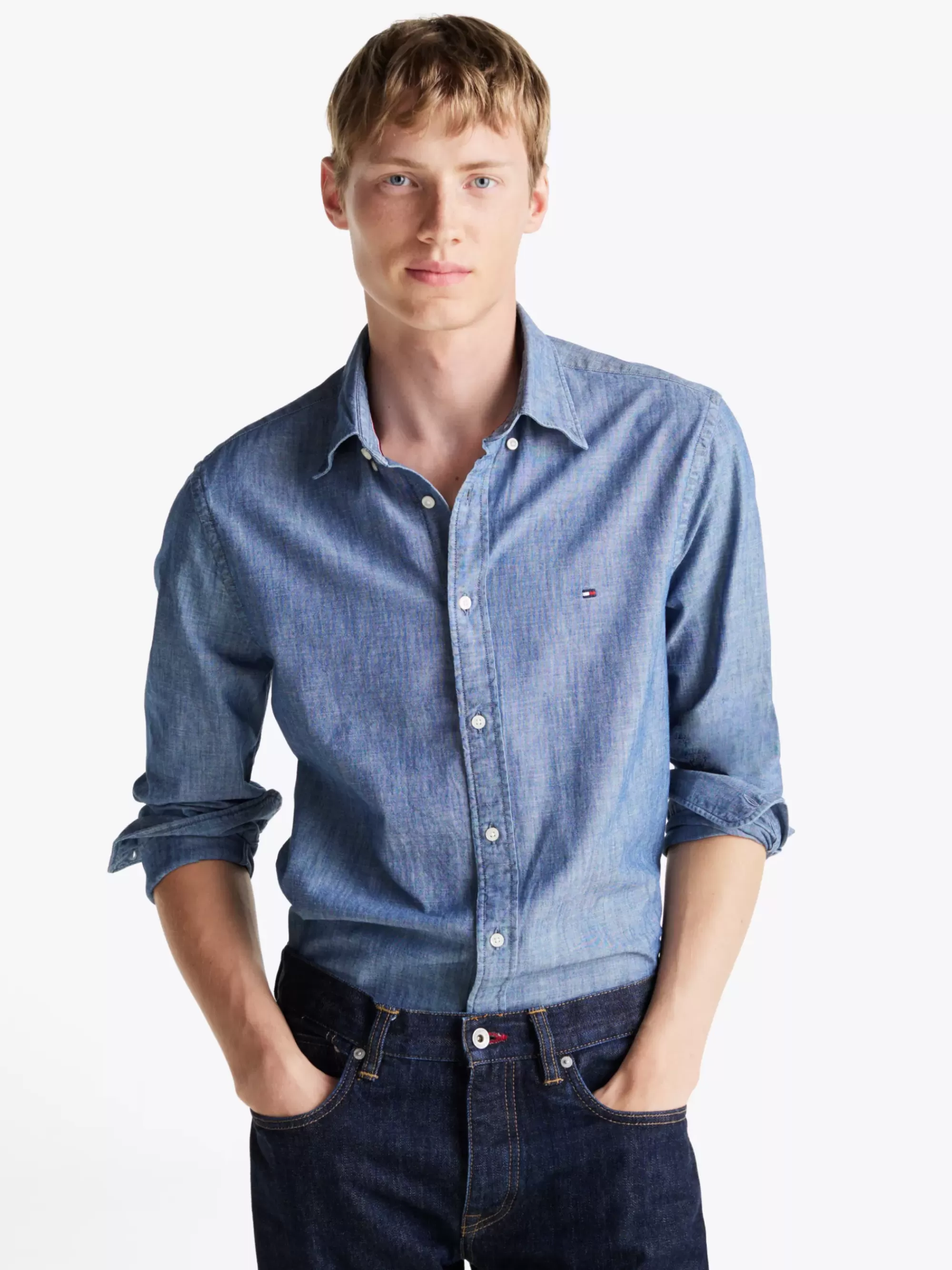 Overhemden*Tommy Hilfiger Regular Fit Chambray Overhemd INDIGO