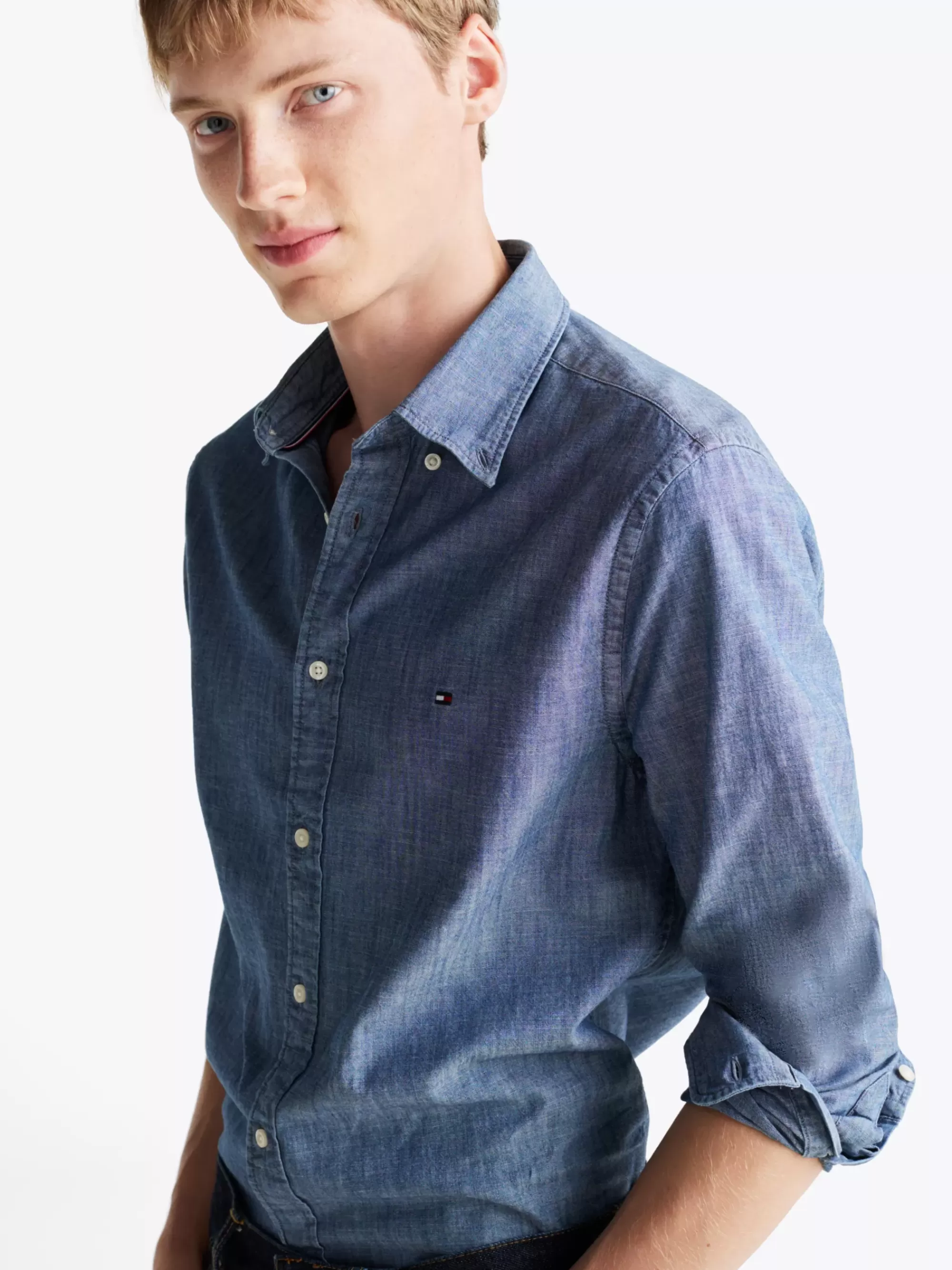 Overhemden*Tommy Hilfiger Regular Fit Chambray Overhemd INDIGO