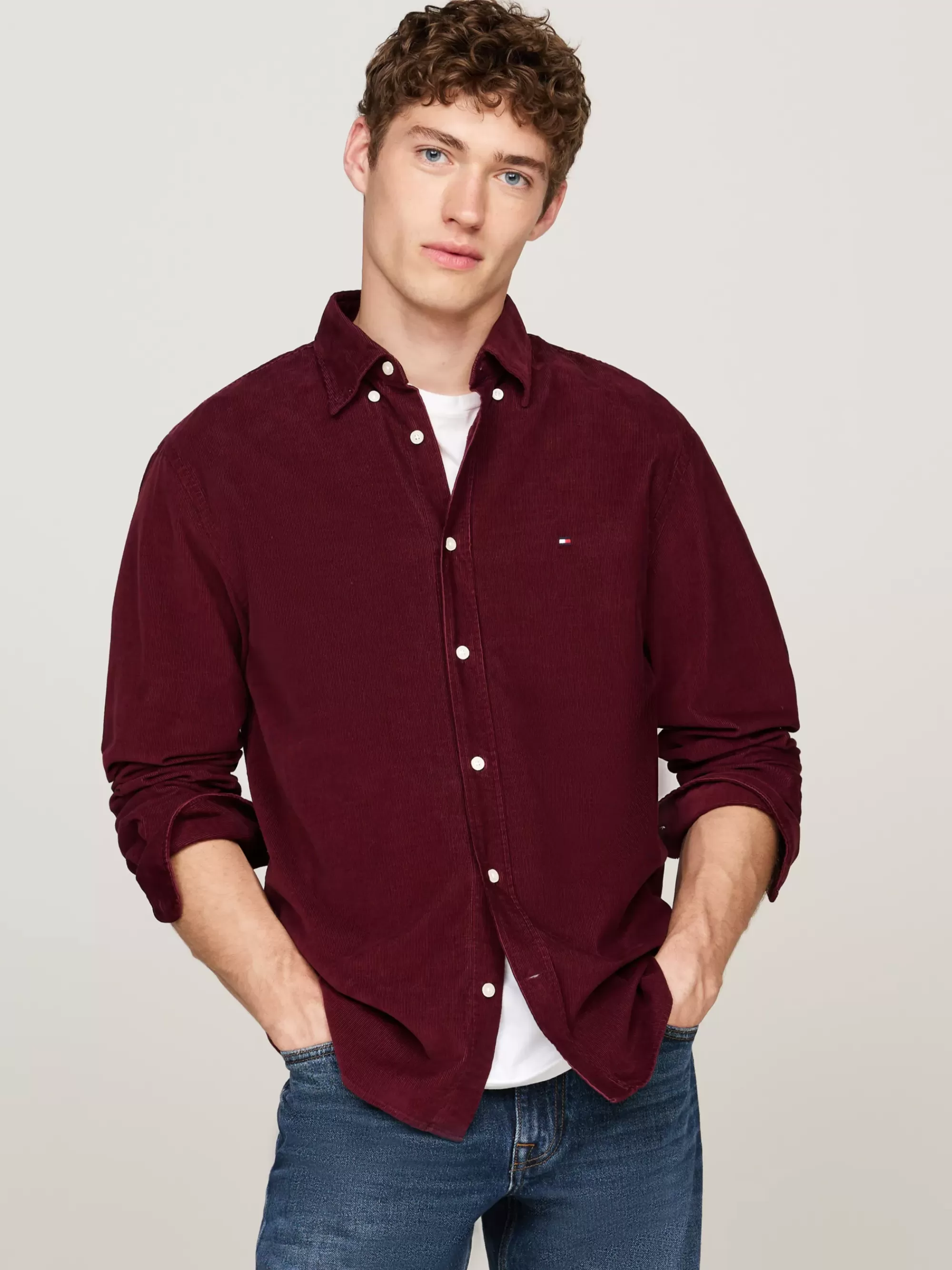 Overhemden*Tommy Hilfiger Regular Fit Corduroy Overhemd DEEP ROUGE