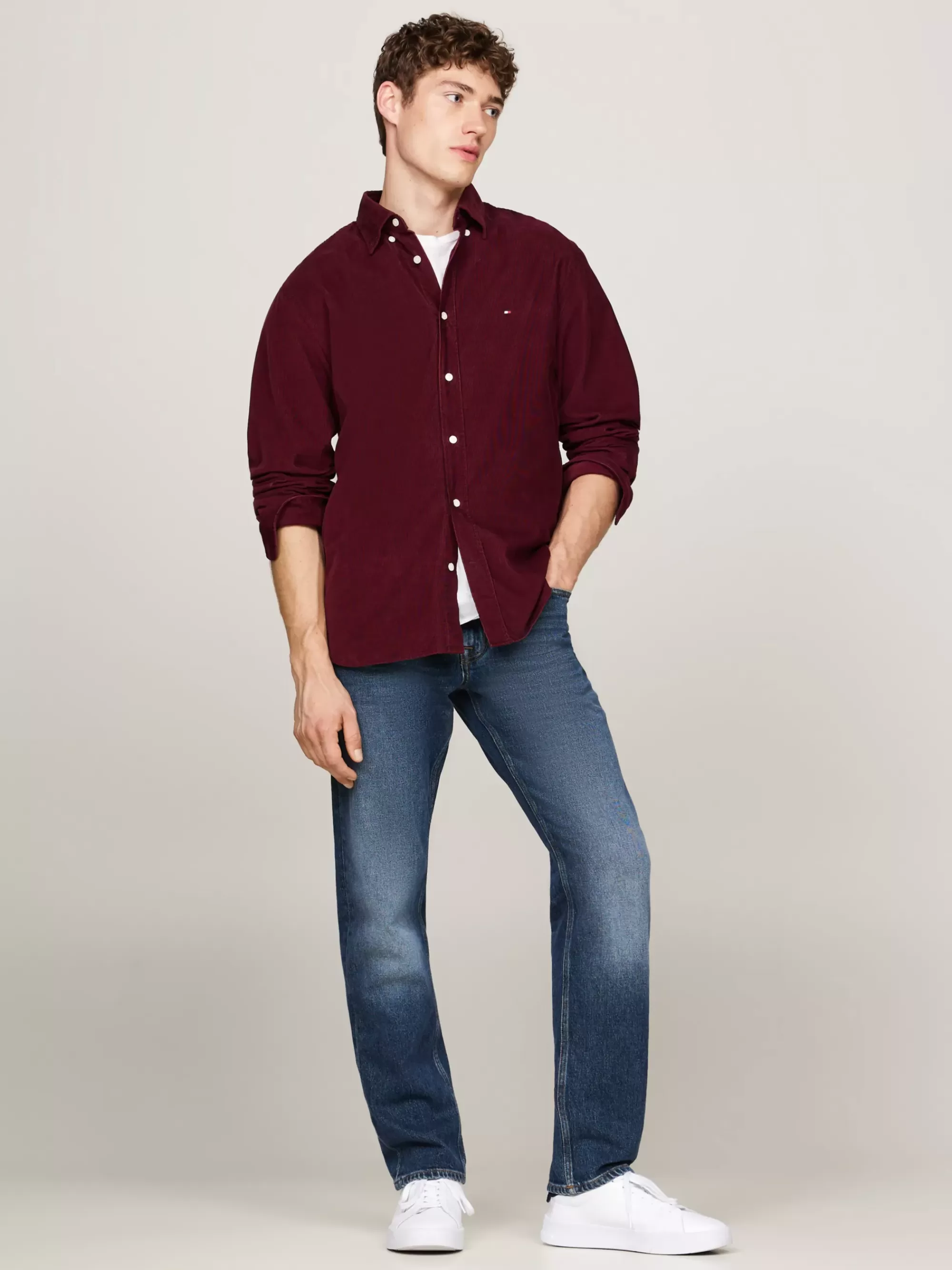 Overhemden*Tommy Hilfiger Regular Fit Corduroy Overhemd DEEP ROUGE