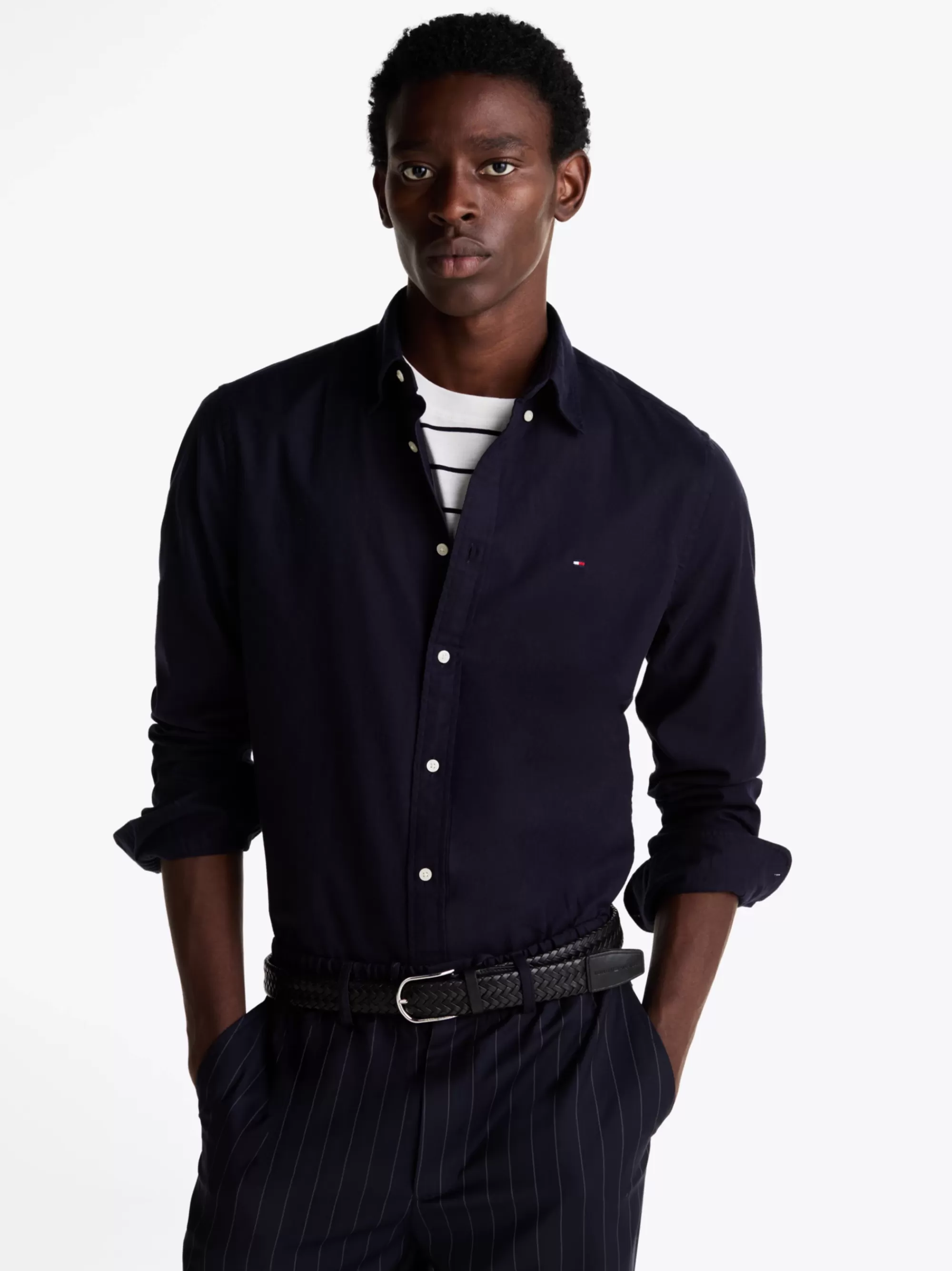 Overhemden*Tommy Hilfiger Regular Fit Overhemd Met Geborduurde Vlag DESERT SKY