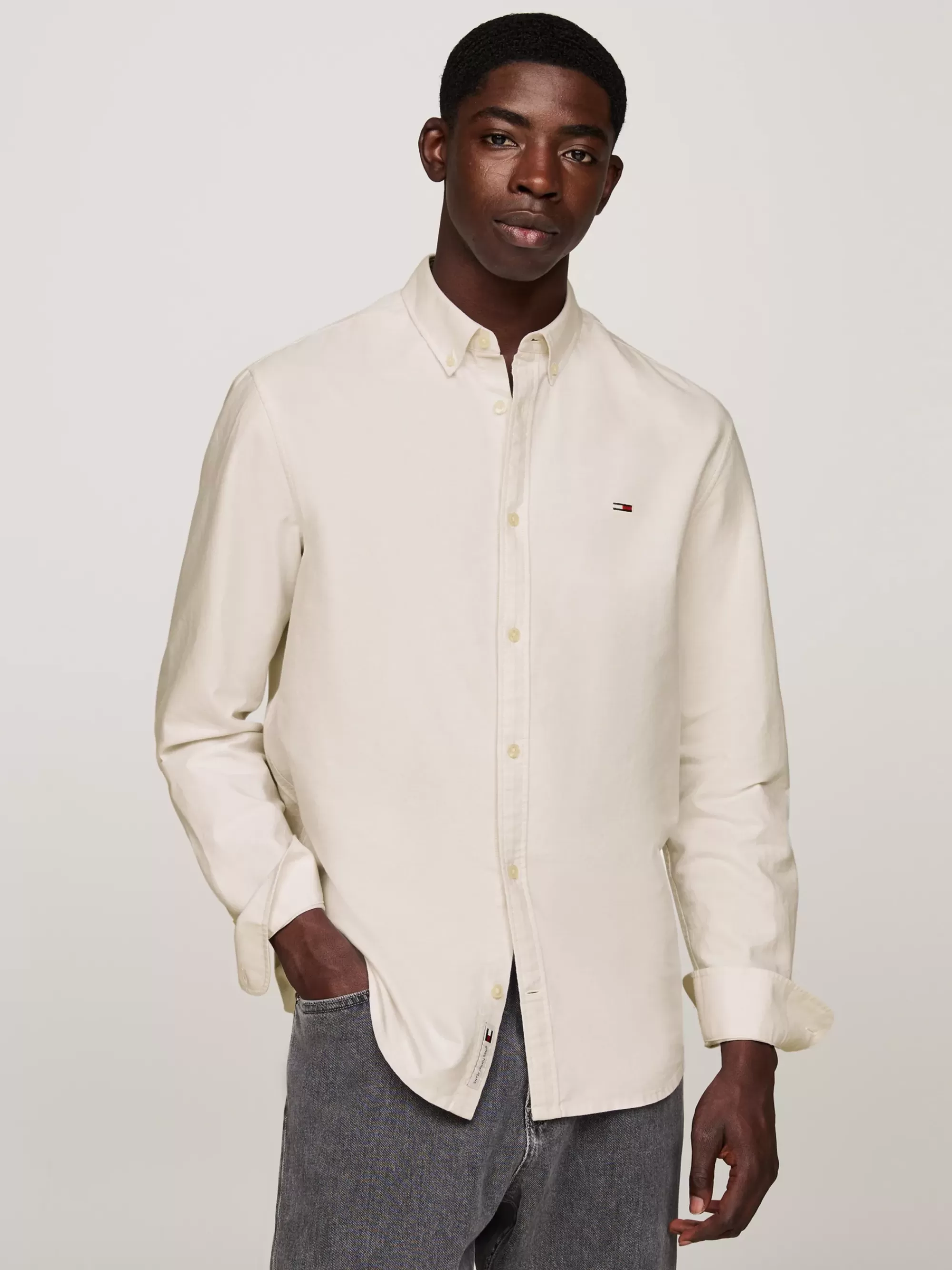 Overhemden*Tommy Hilfiger Regular Fit Oxford Overhemd Met Vlagpatch NEWSPRINT