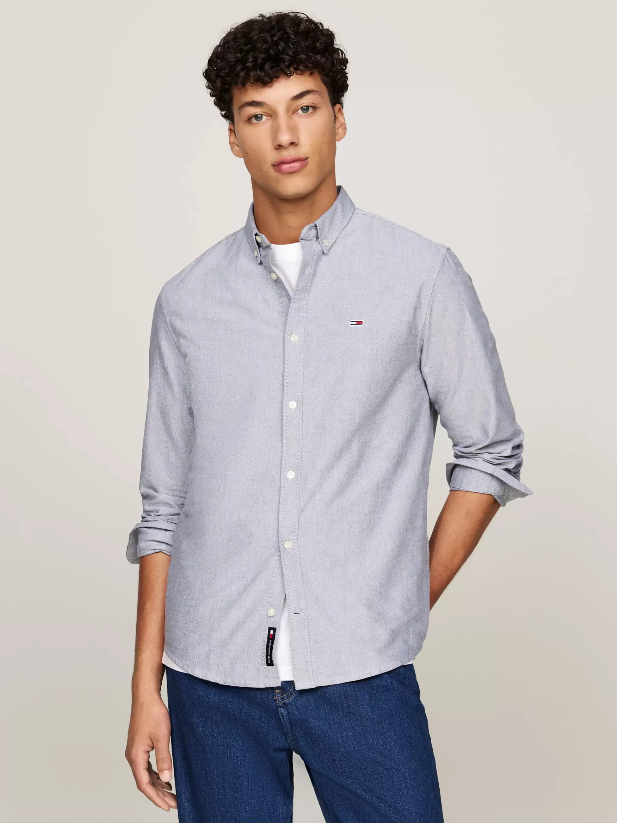 Overhemden*Tommy Hilfiger Regular Fit Oxford Overhemd Met Vlagpatch DARK NIGHT NAVY