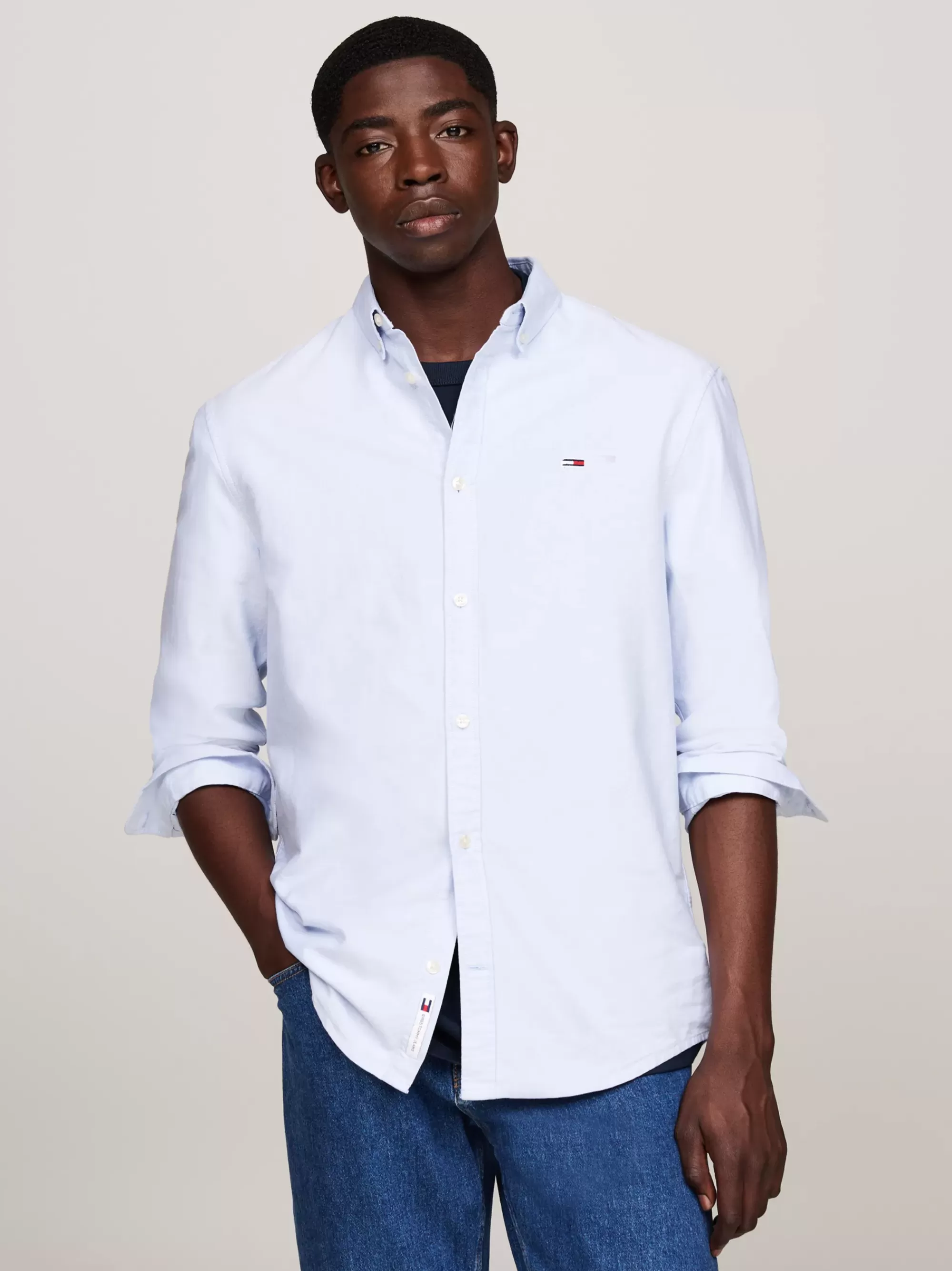 Overhemden*Tommy Hilfiger Regular Fit Oxford Overhemd Met Vlagpatch MODERATE BLUE
