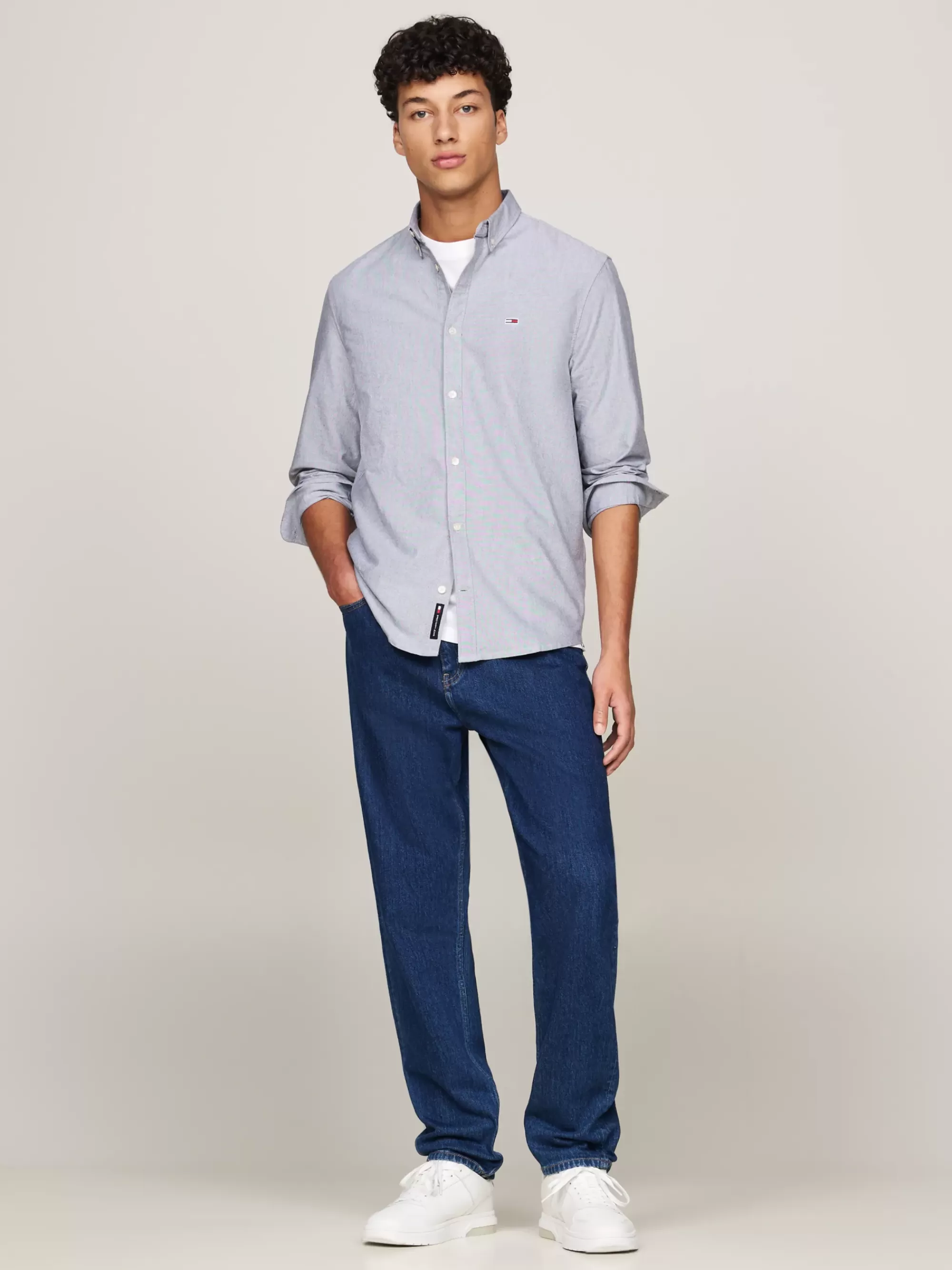 Overhemden*Tommy Hilfiger Regular Fit Oxford Overhemd Met Vlagpatch DARK NIGHT NAVY