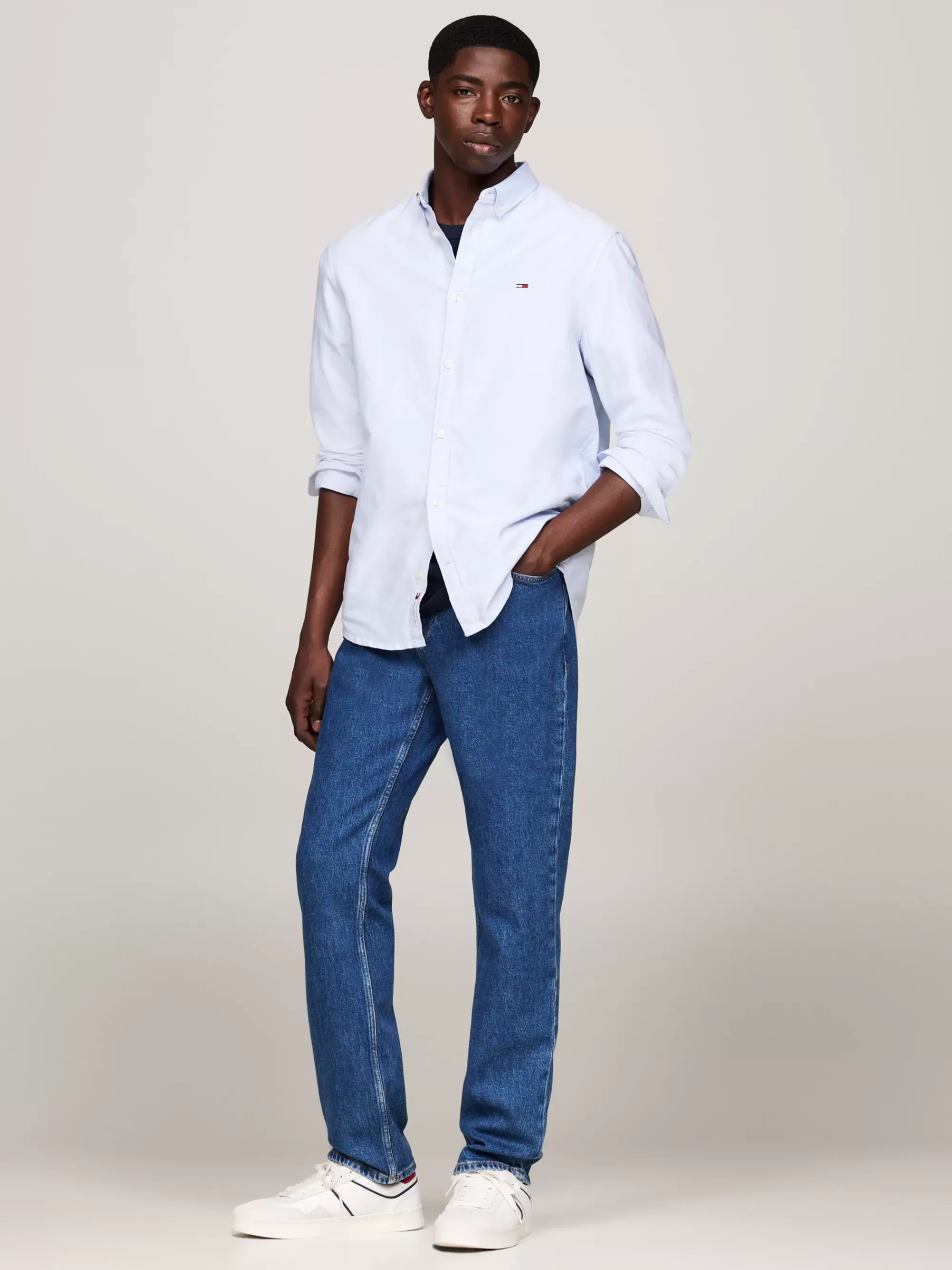 Overhemden*Tommy Hilfiger Regular Fit Oxford Overhemd Met Vlagpatch MODERATE BLUE