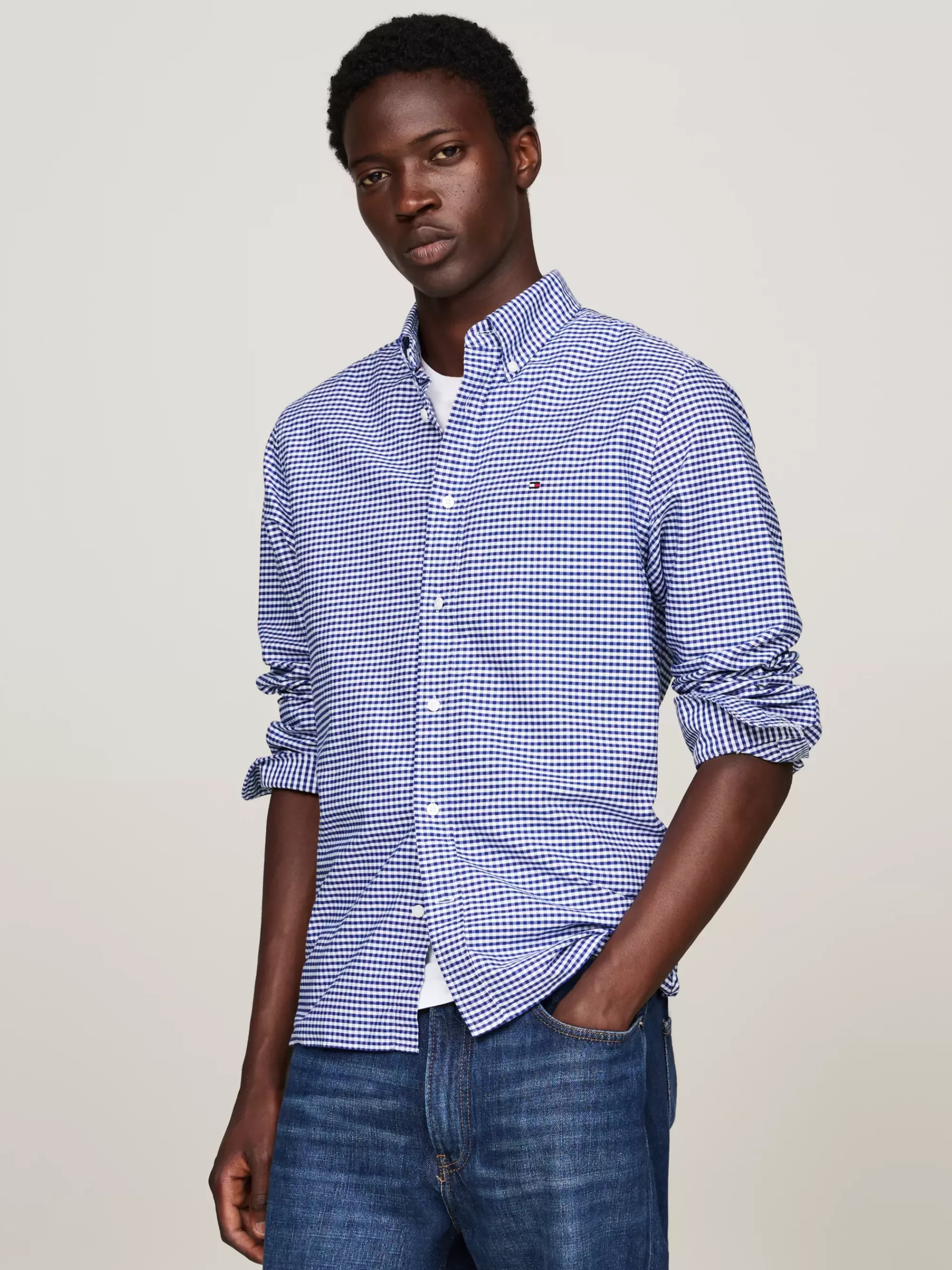Overhemden*Tommy Hilfiger Regular Fit Oxford-overhemd Met Ginghamruit ROYAL BLUE / CHECK