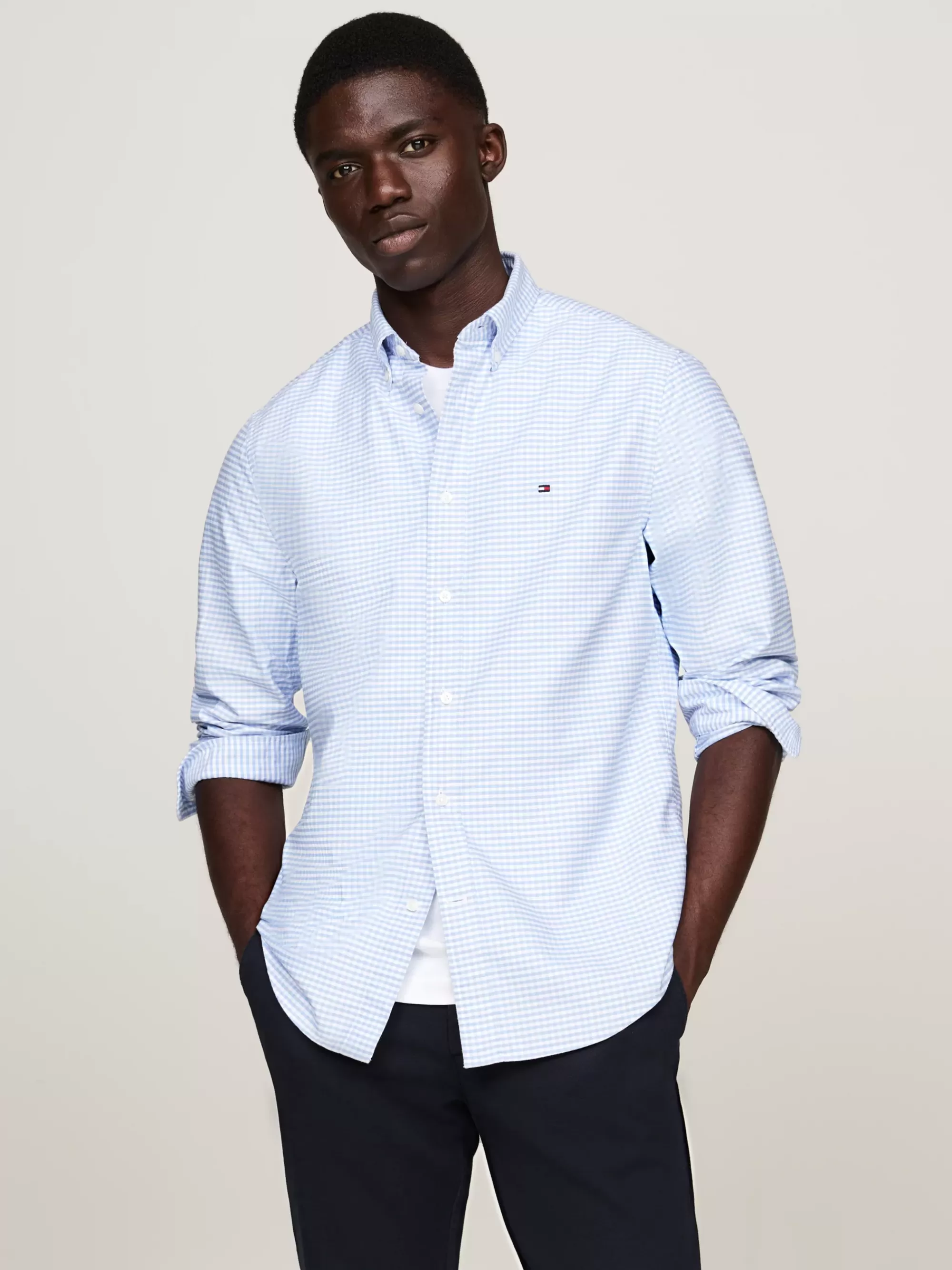 Overhemden*Tommy Hilfiger Regular Fit Oxford-overhemd Met Ginghamruit CLOUDY BLUE / CHECK
