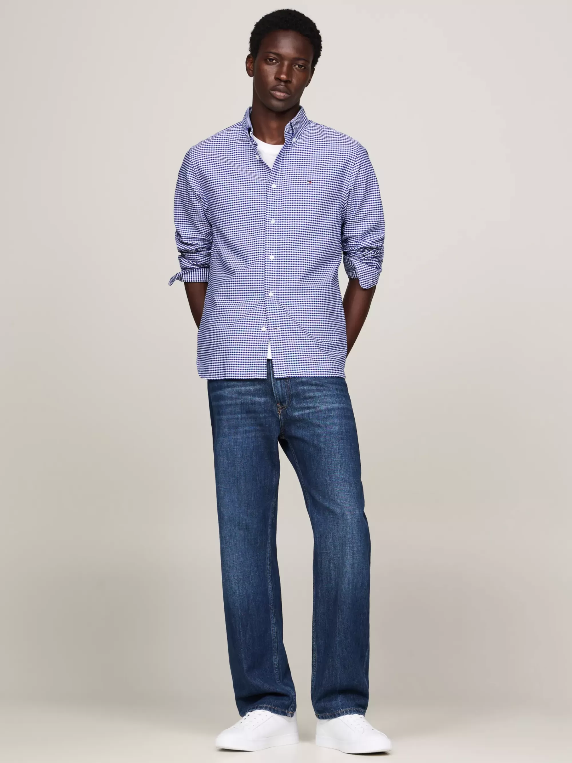 Overhemden*Tommy Hilfiger Regular Fit Oxford-overhemd Met Ginghamruit ROYAL BLUE / CHECK
